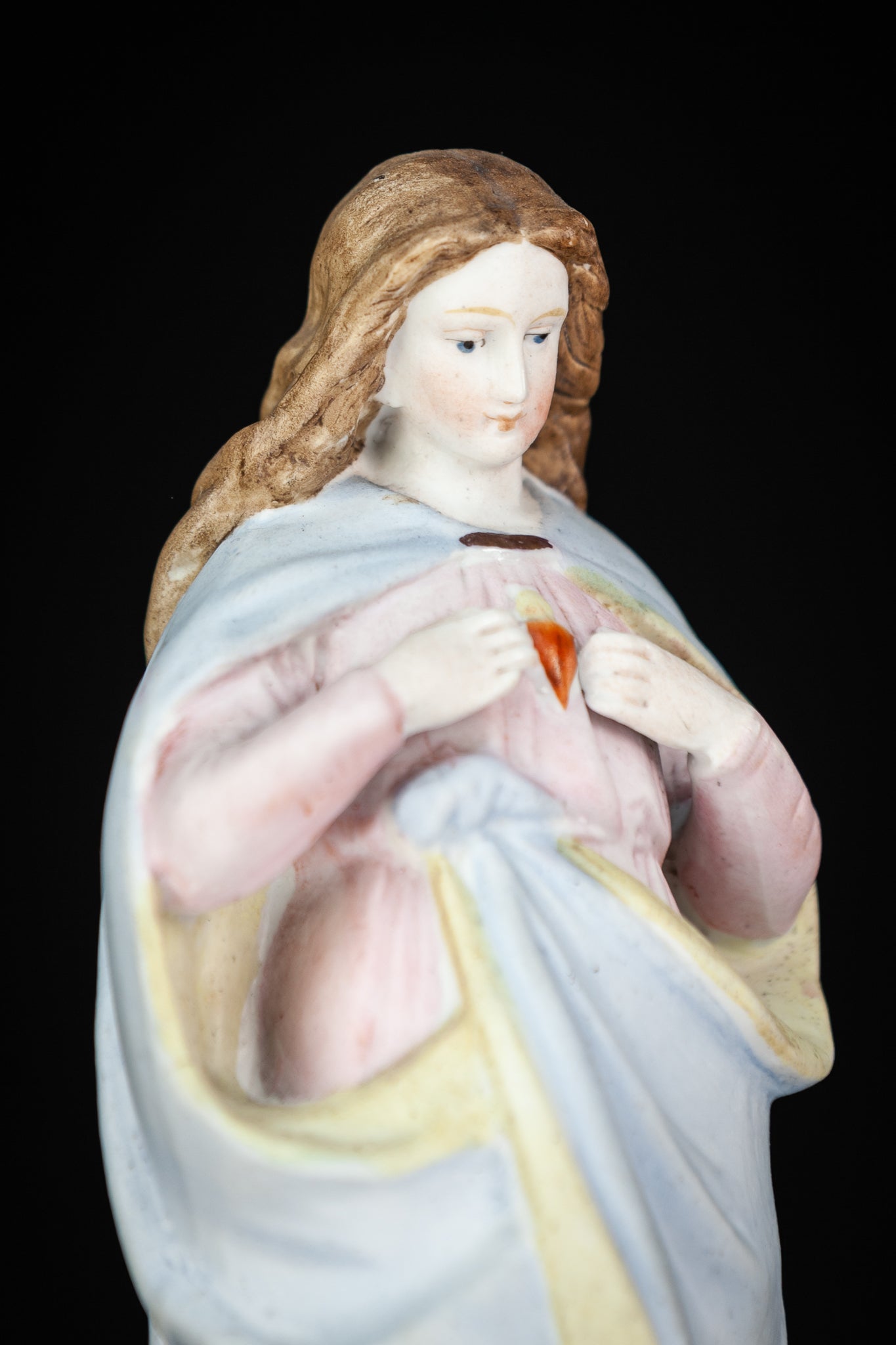 Virgin Mary Statue | Antique Porcelain Madonna | 9"