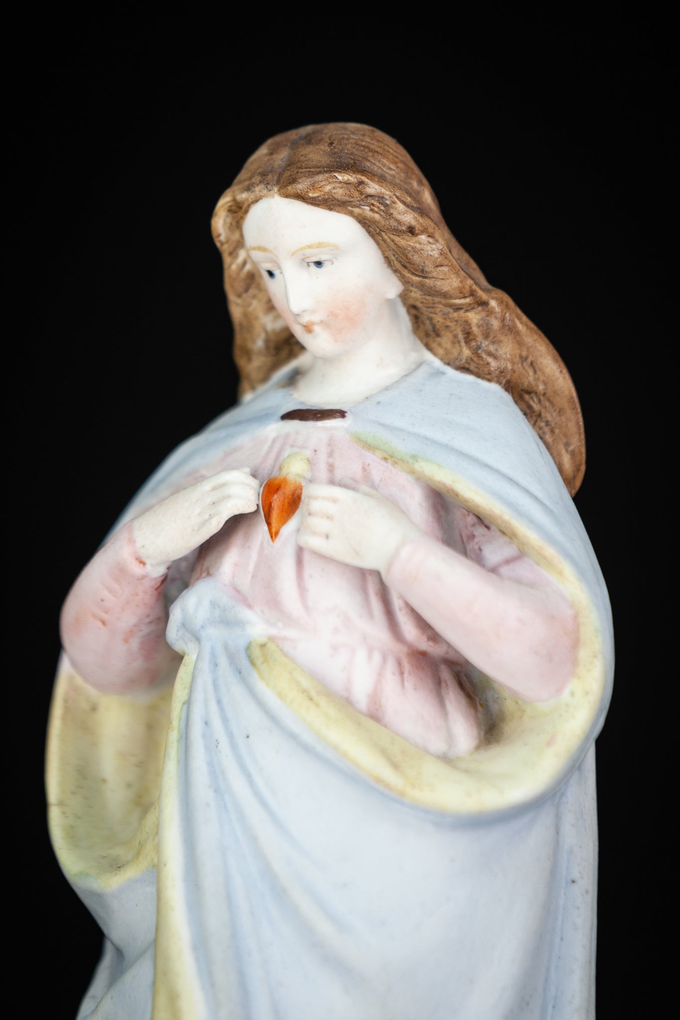 Virgin Mary Statue | Antique Porcelain Madonna | 9"