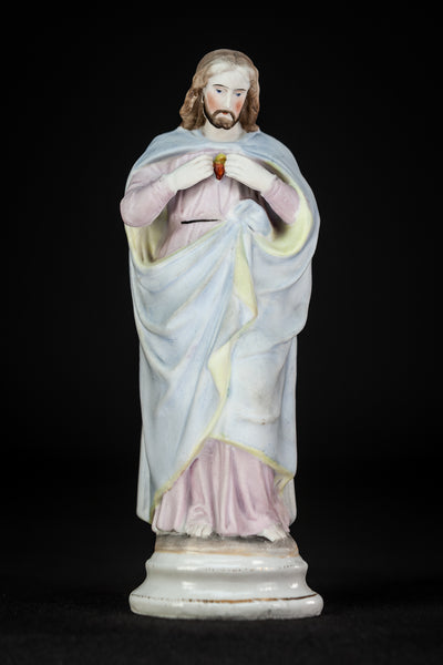 Sacred Heart of Jesus Statue | Bisque Porcelain | 9"