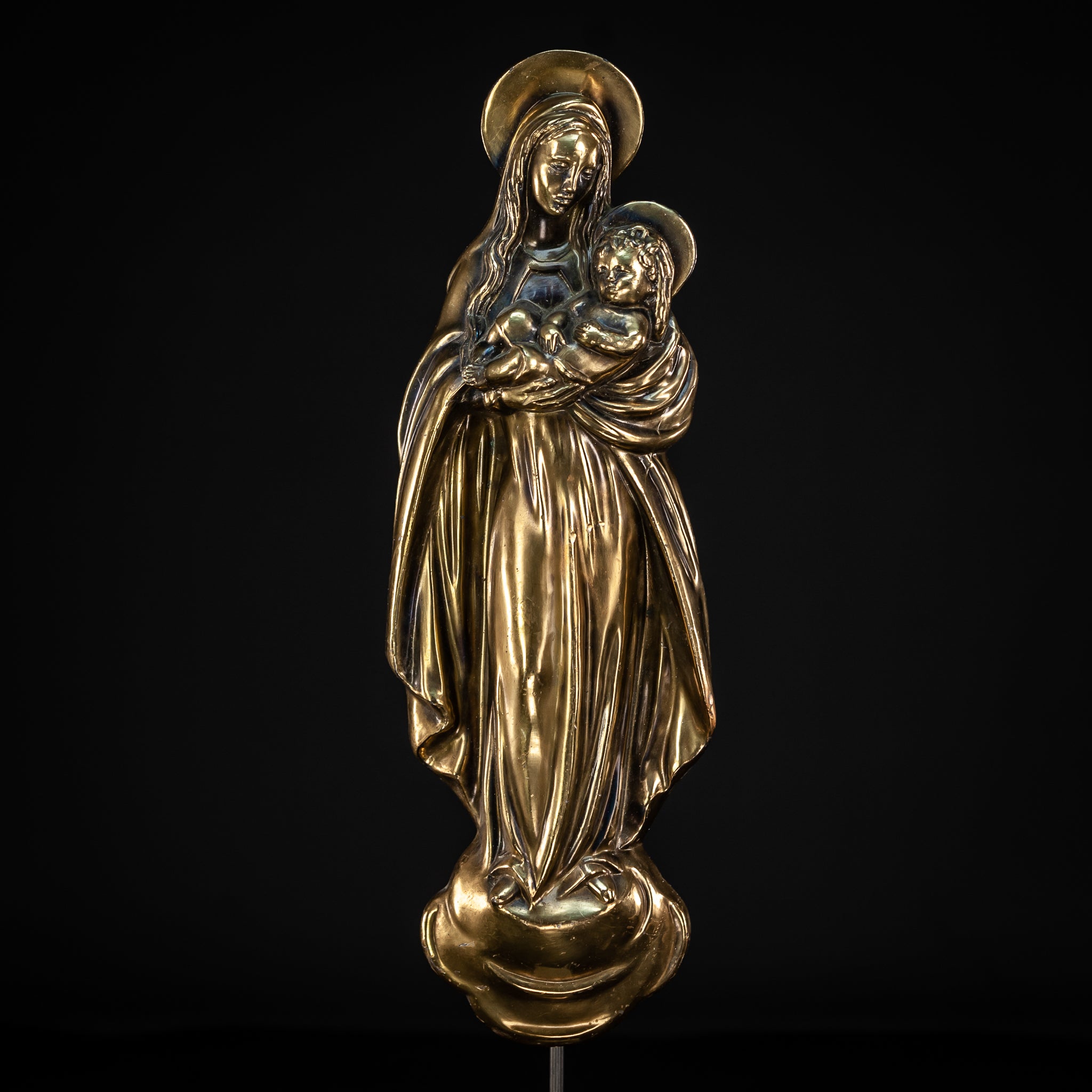 Virgin Mary Child Jesus Bronze Sculpture | 16.5”/ 42 cm