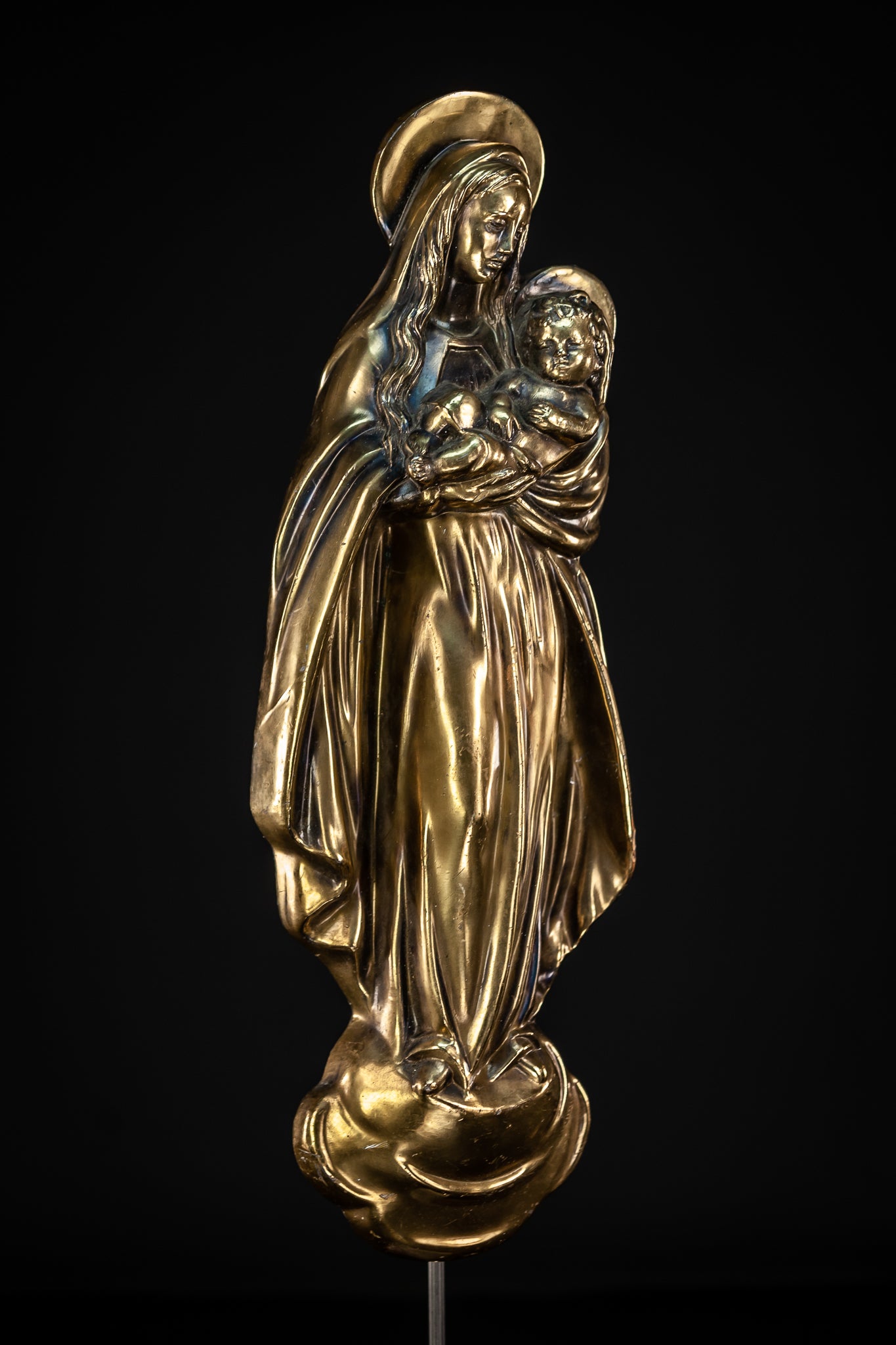 Virgin Mary Child Jesus Bronze Sculpture | 16.5”/ 42 cm