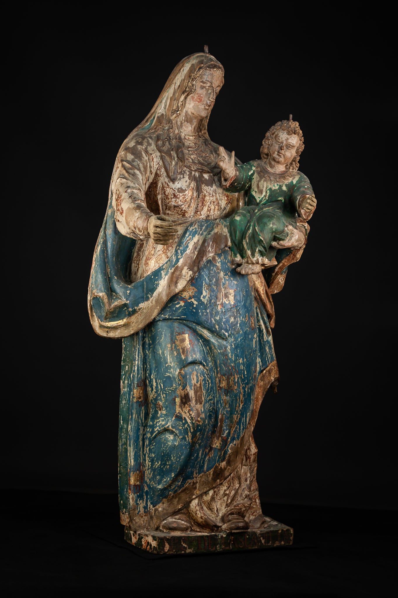 Virgin Mary Child Jesus Wooden 18th Century 42”