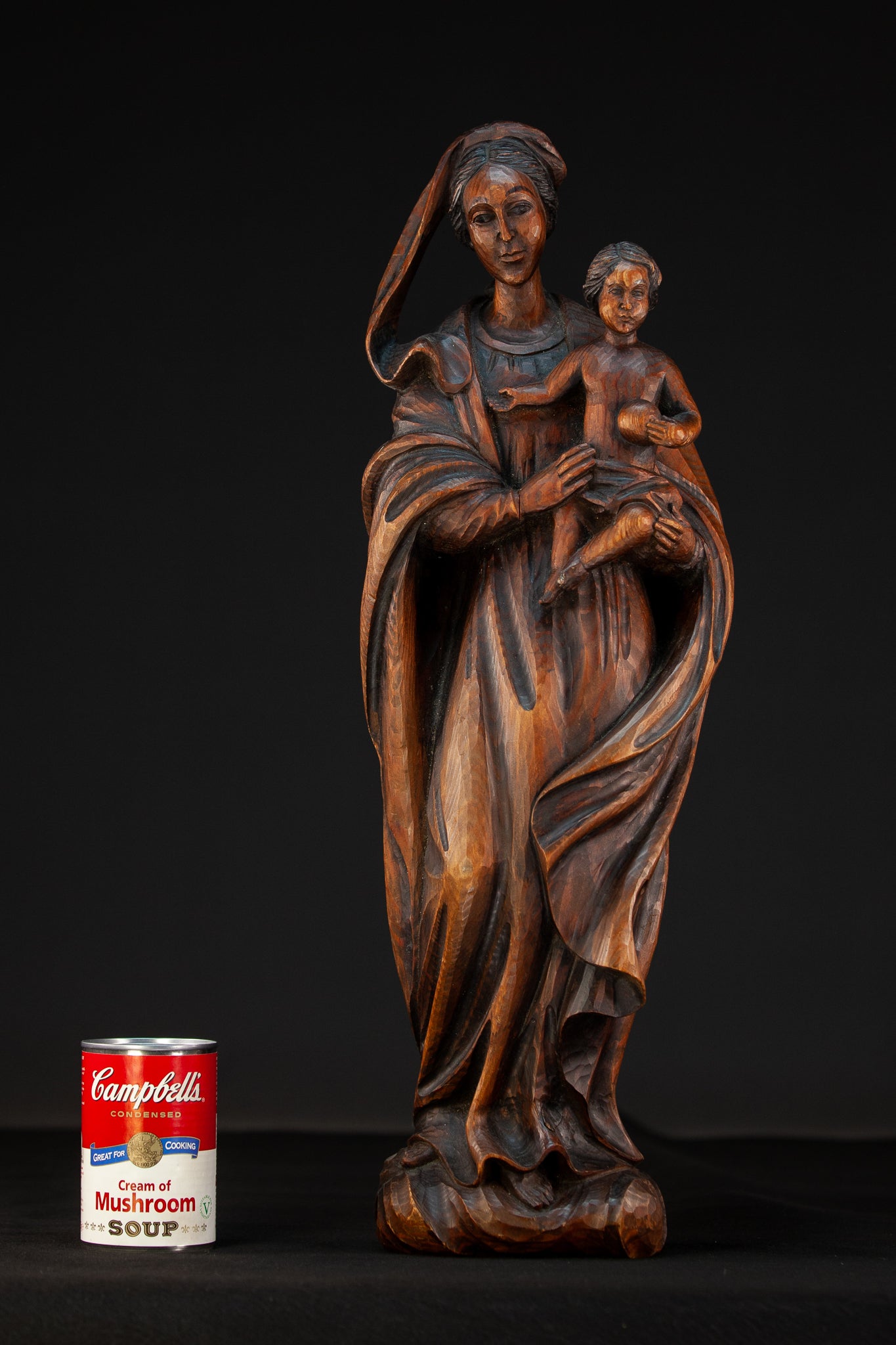 Virgin Mary Child Jesus Wooden Sculpture 22” / 56 cm