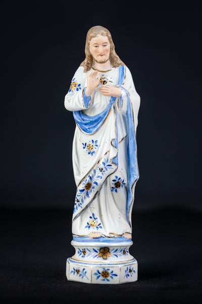 Jesus Sacred Heart Porcelain Statue 10.4"