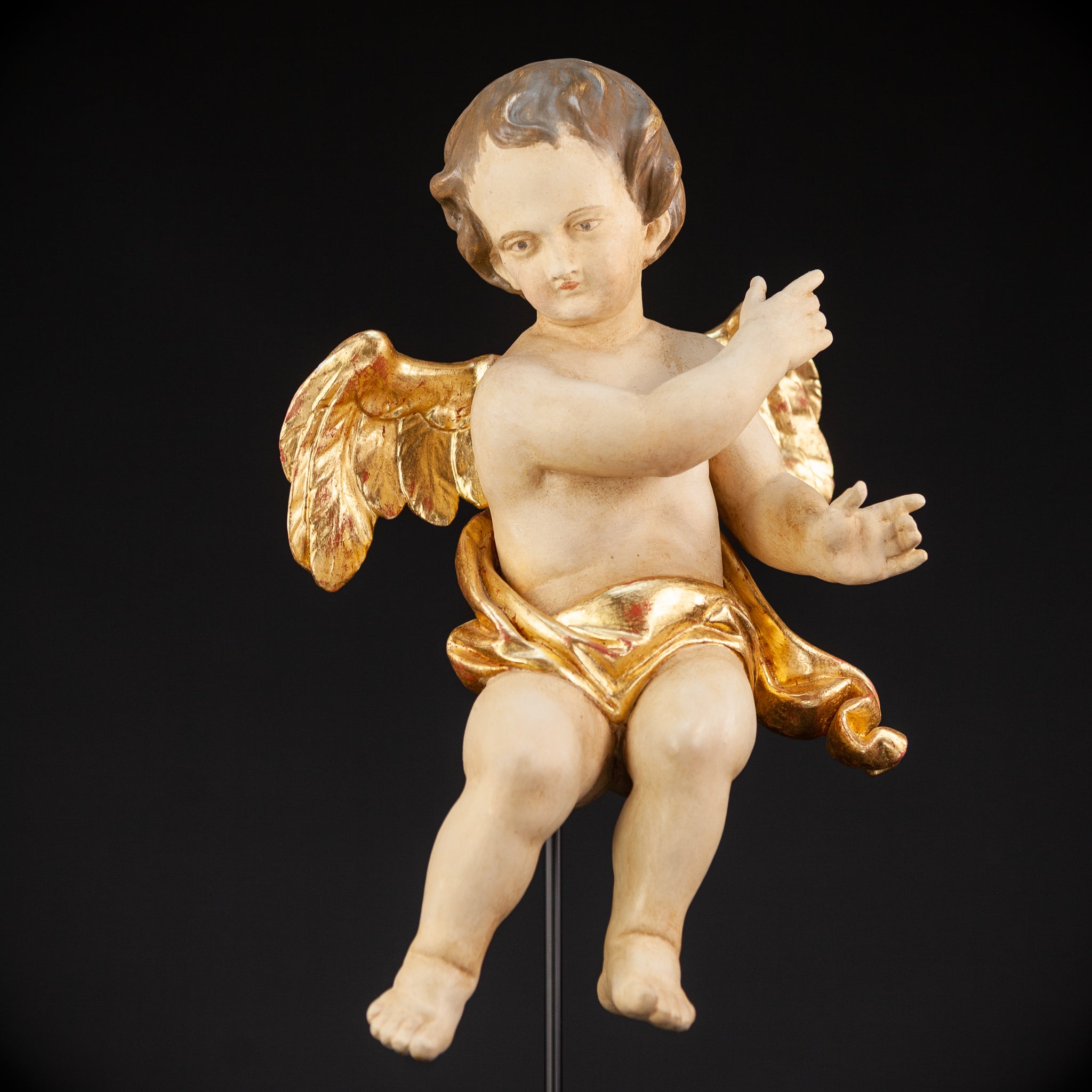 Angel Sculpture | Vintage Wood Figure | 18.1"