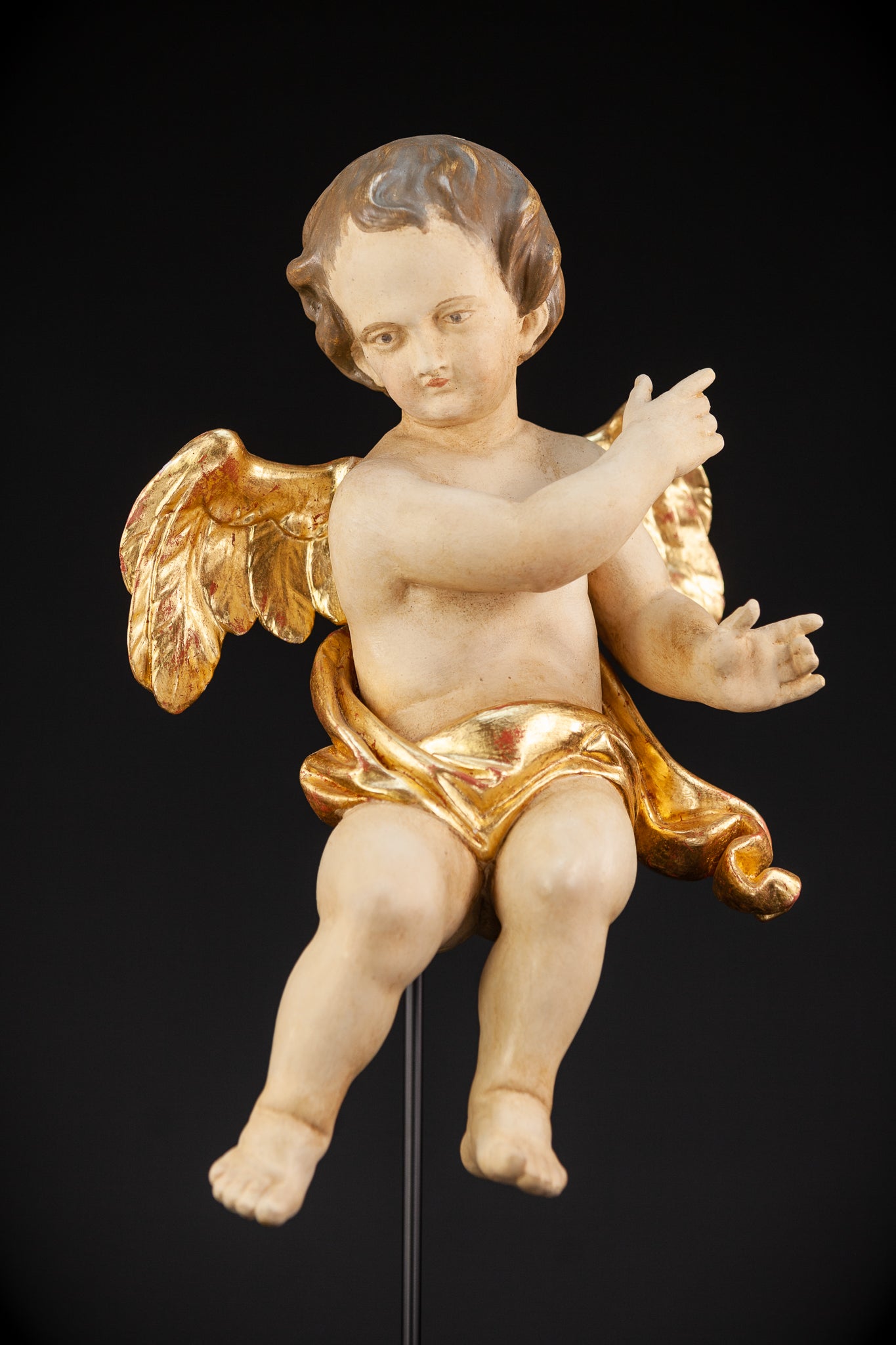  Angel Sculpture | Vintage Wood Figure | 18.1"