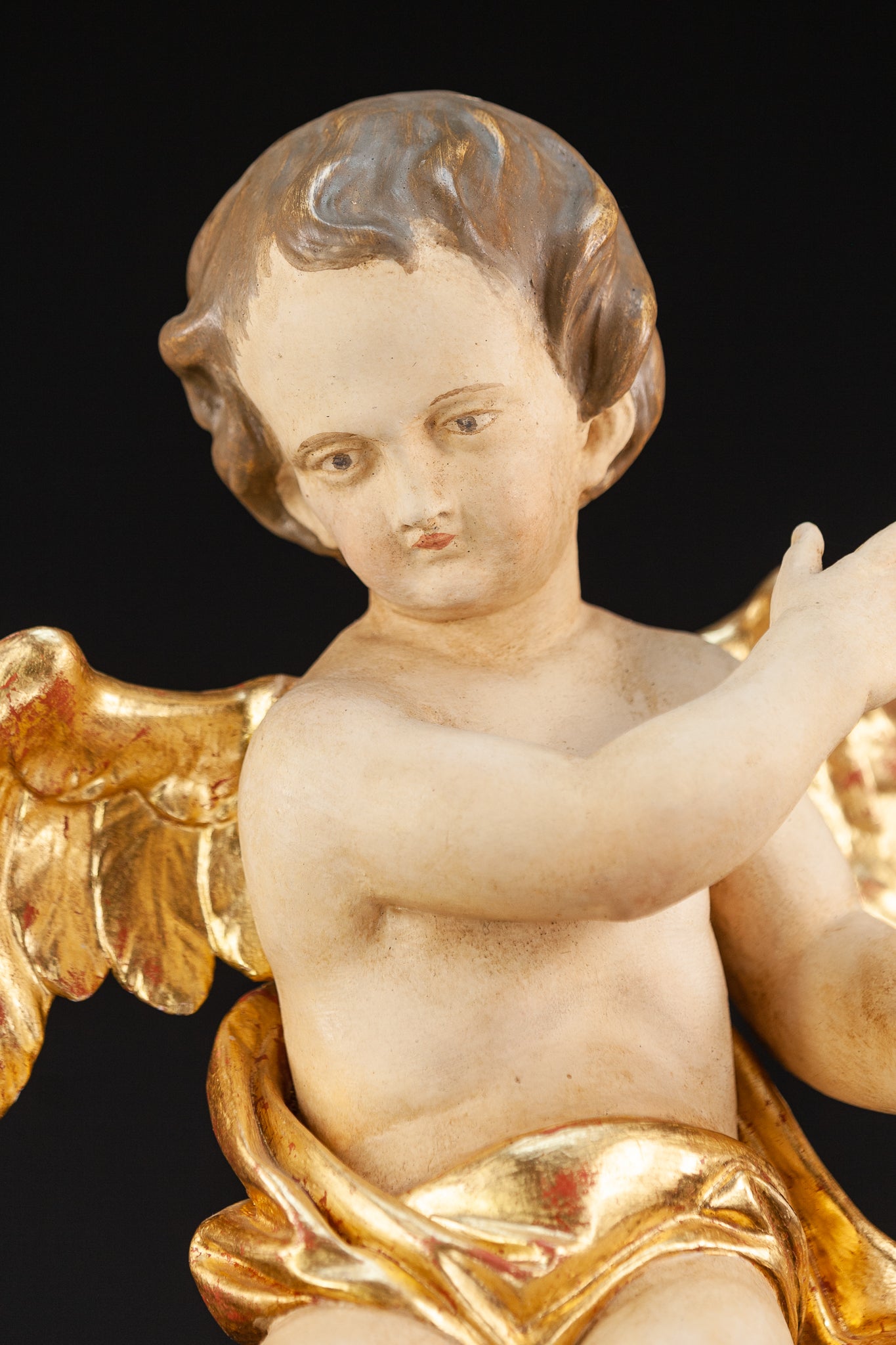 Angel Sculpture | Vintage Wood Figure | 18.1"