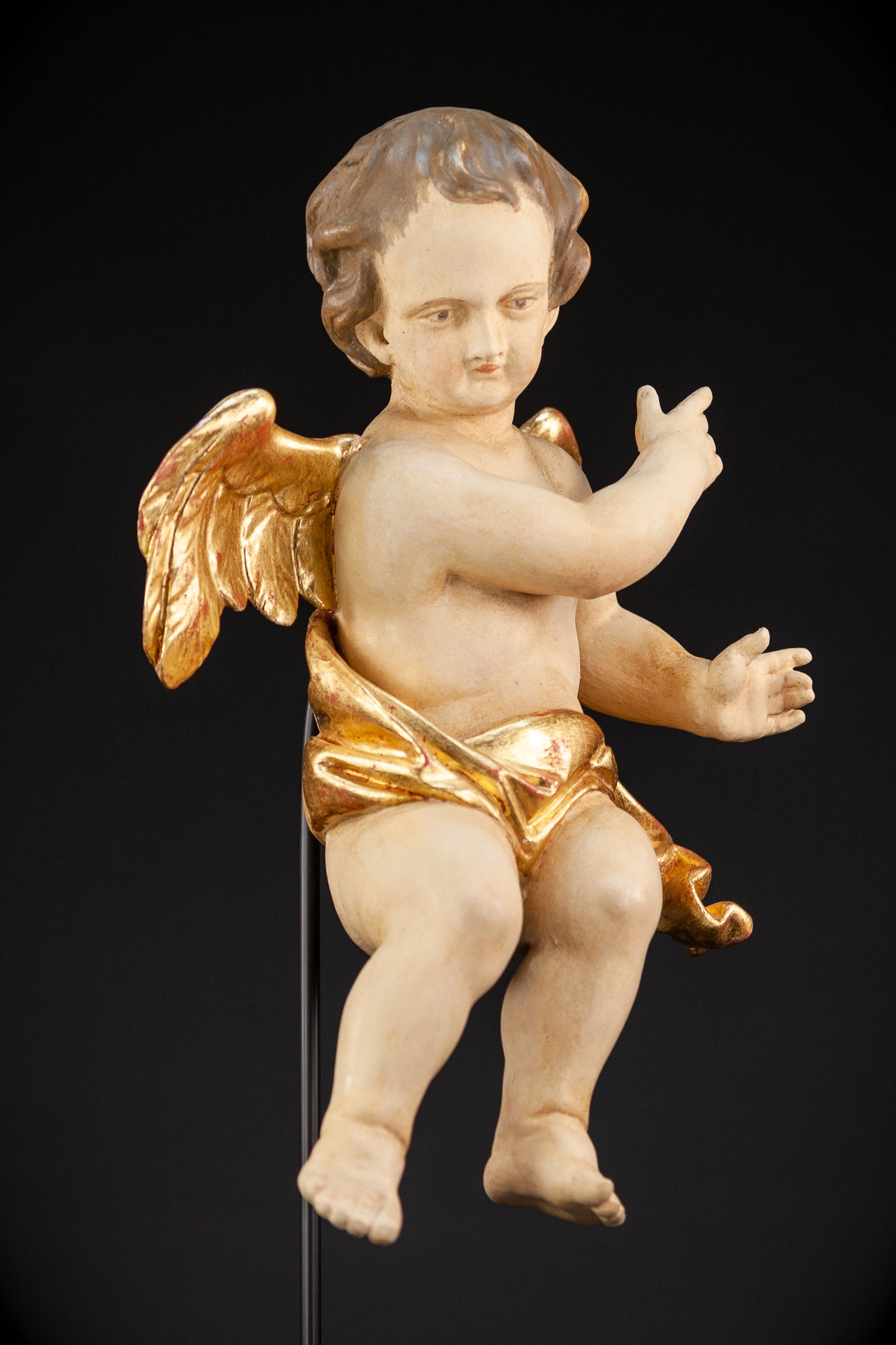 Angel Sculpture | Vintage Wood Figure | 18.1"