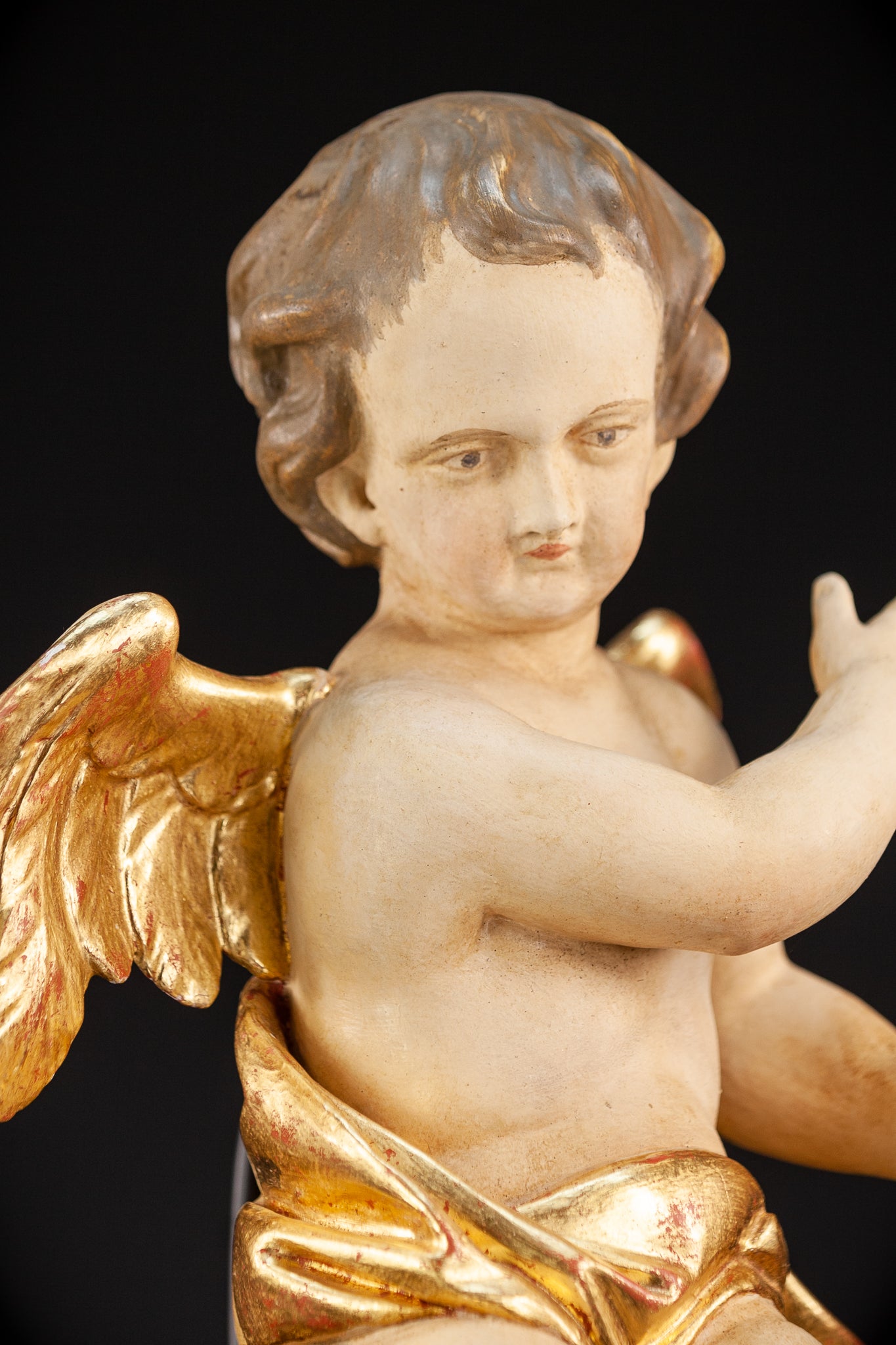 Angel Sculpture | Vintage Wood Figure | 18.1"