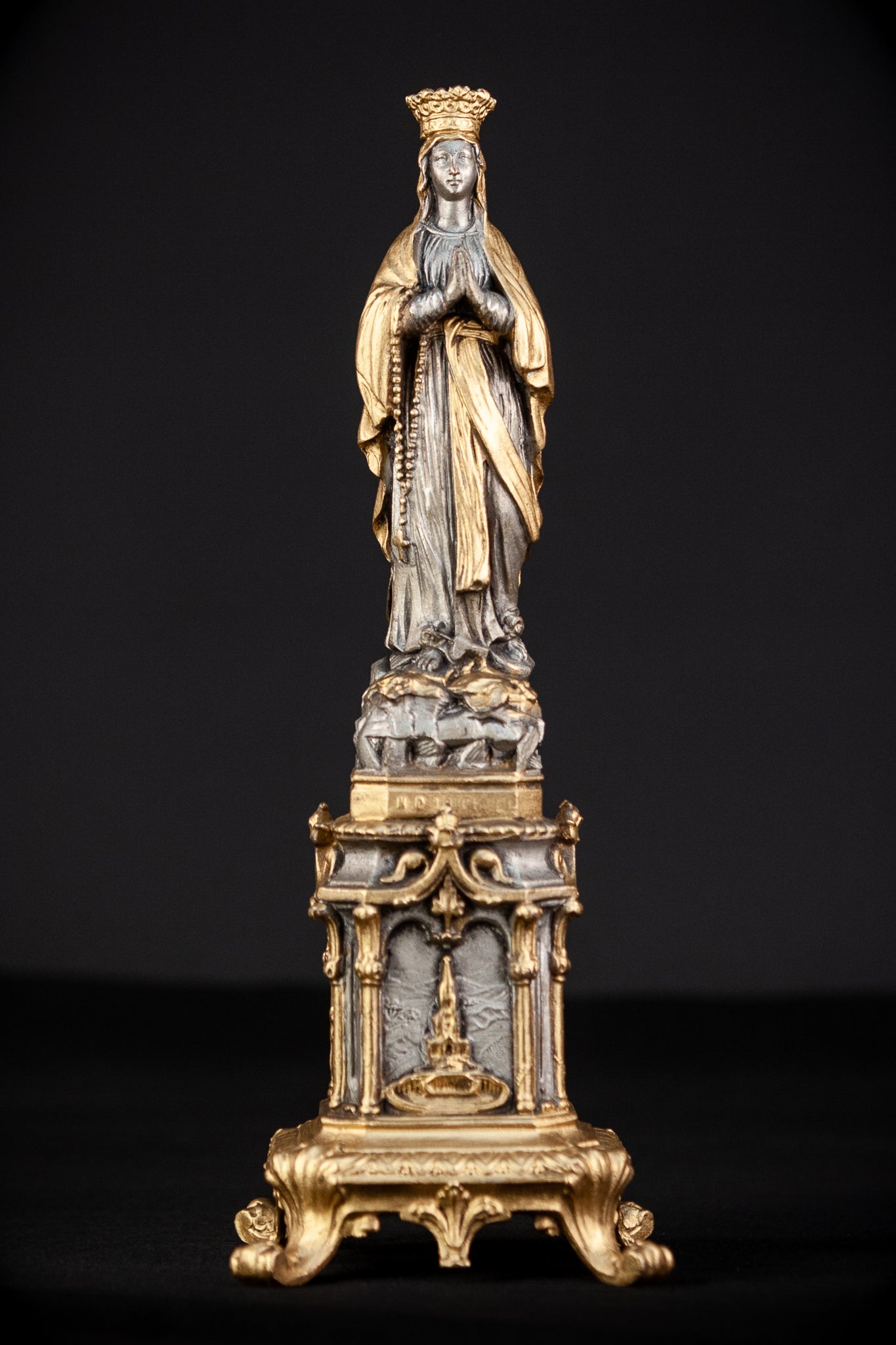 Virgin Mary Statue | Antique Metal 13"