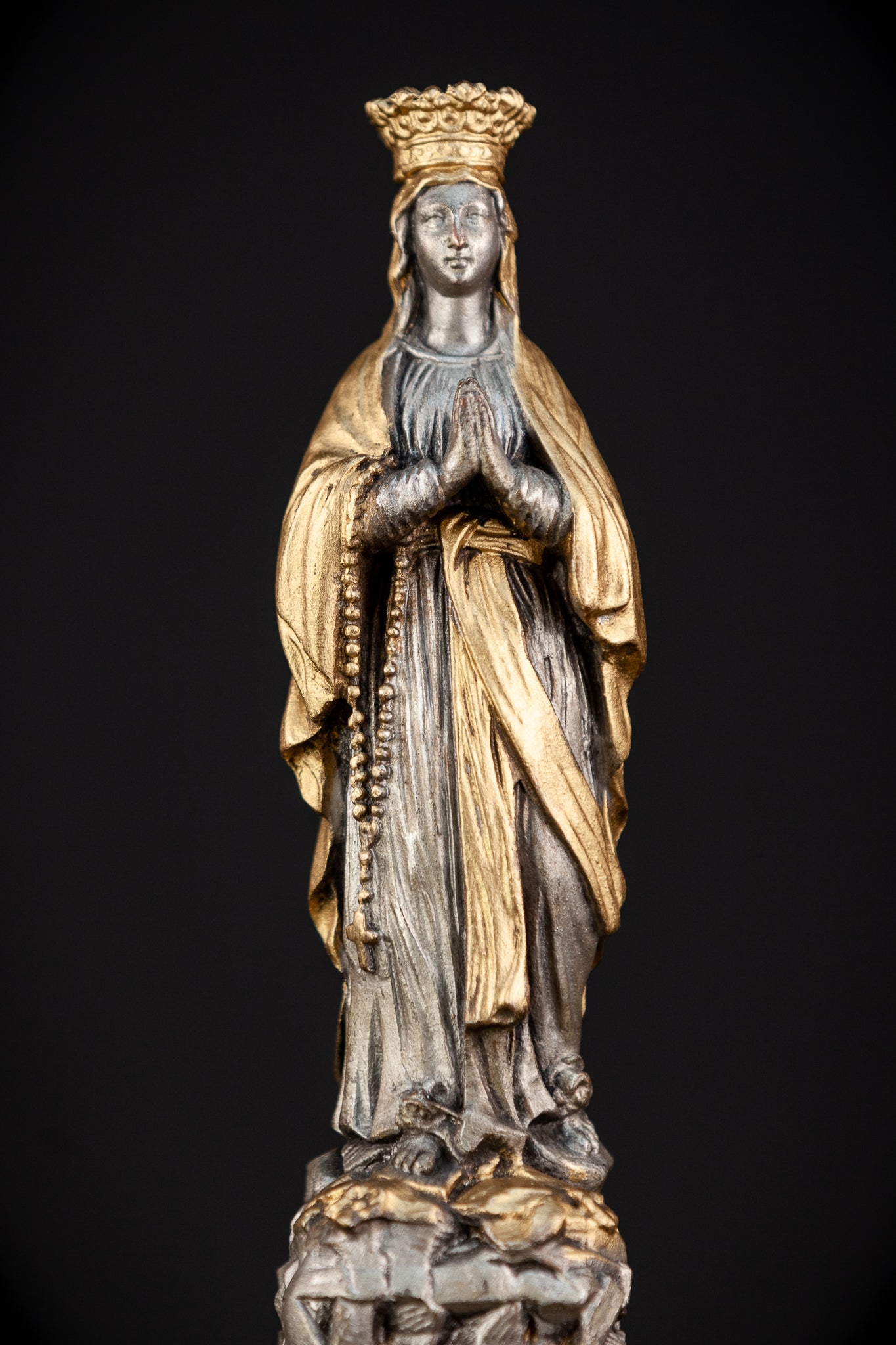 Virgin Mary Statue | Antique Metal 13"