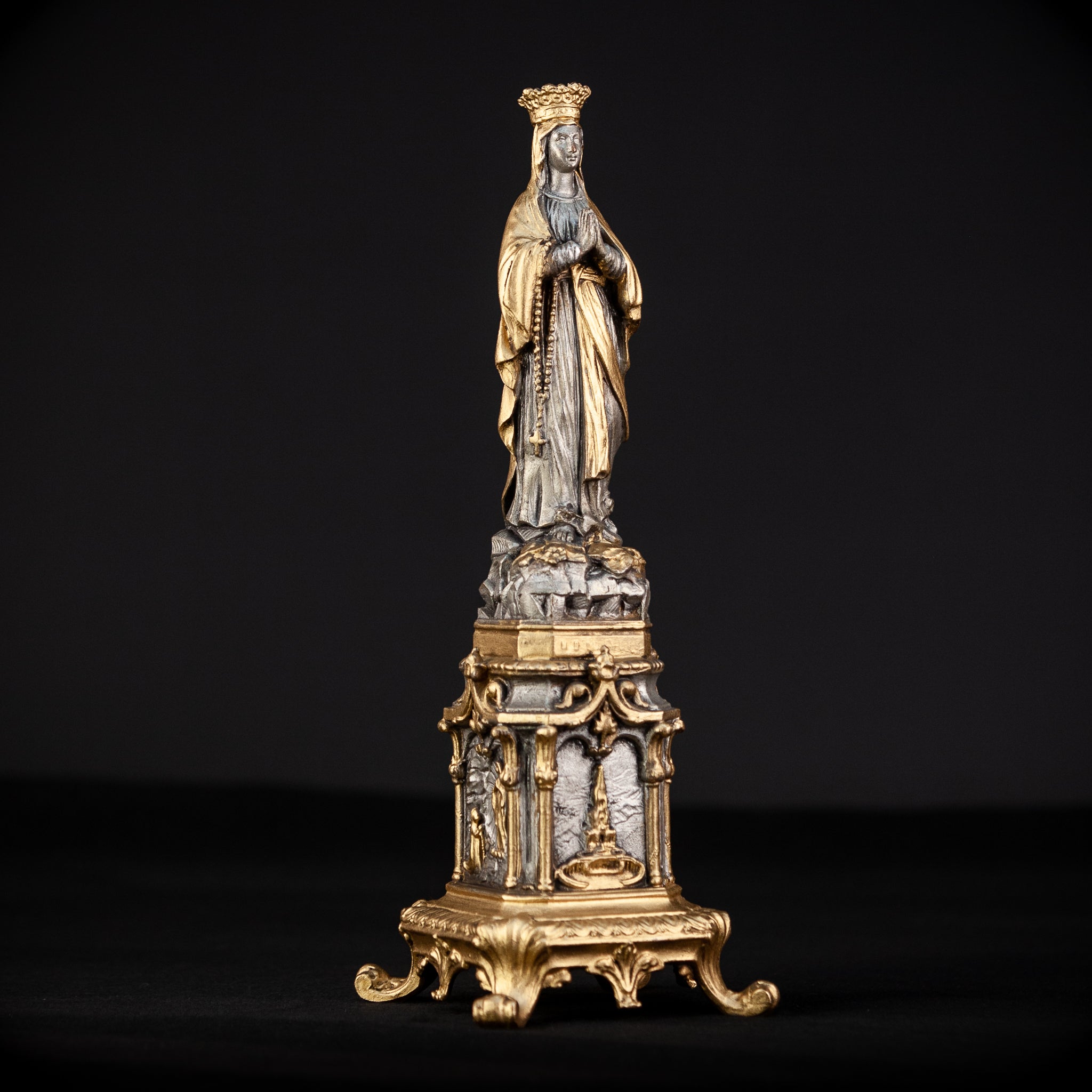 Virgin Mary Statue | Antique Metal 13"