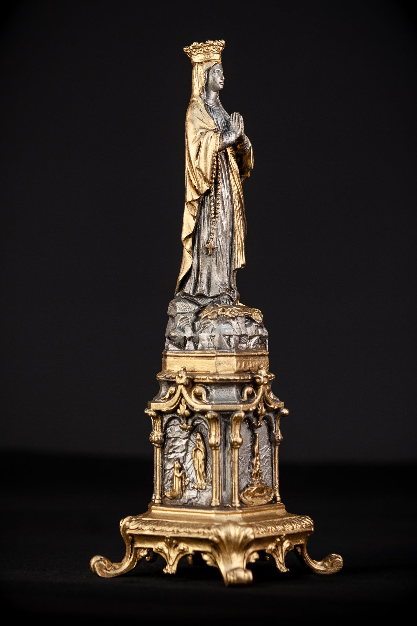 Virgin Mary Statue | Antique Metal 13"