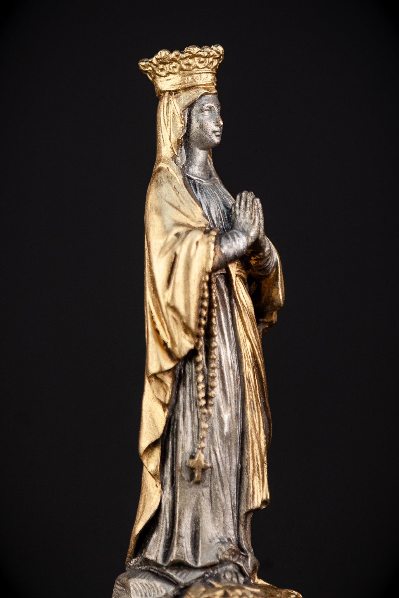 Virgin Mary Statue | Antique Metal 13"