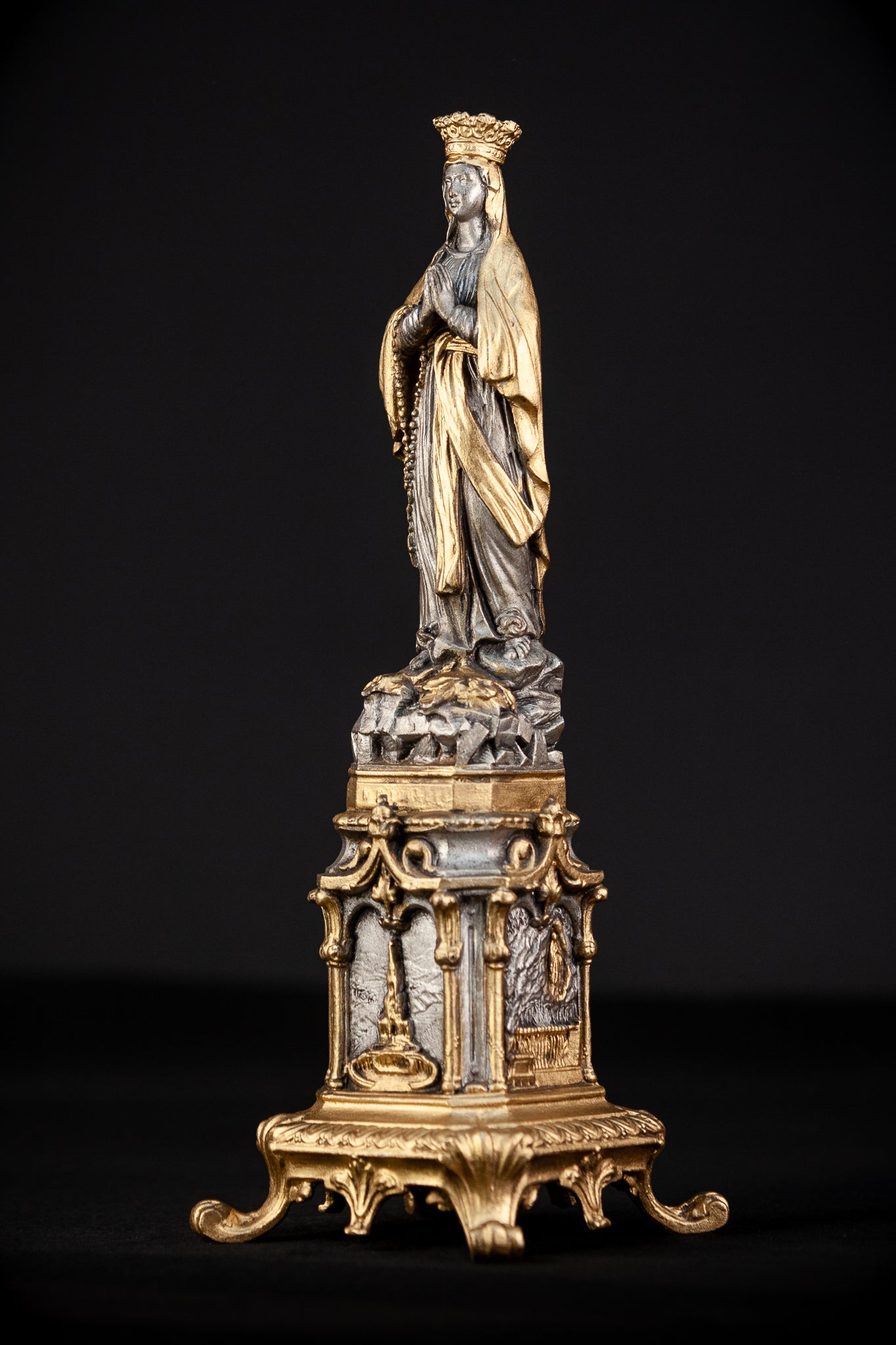 Virgin Mary Statue | Antique Metal 13"