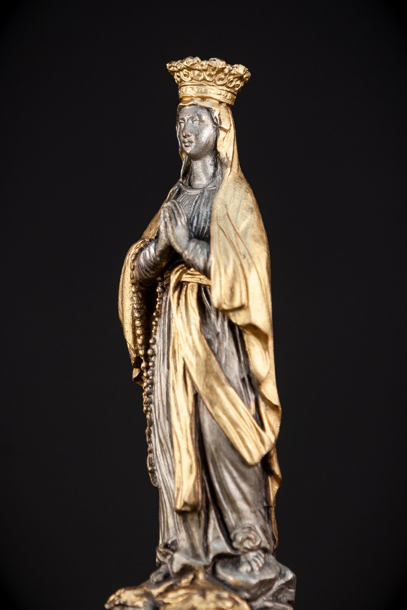 Virgin Mary Statue | Antique Metal 13"