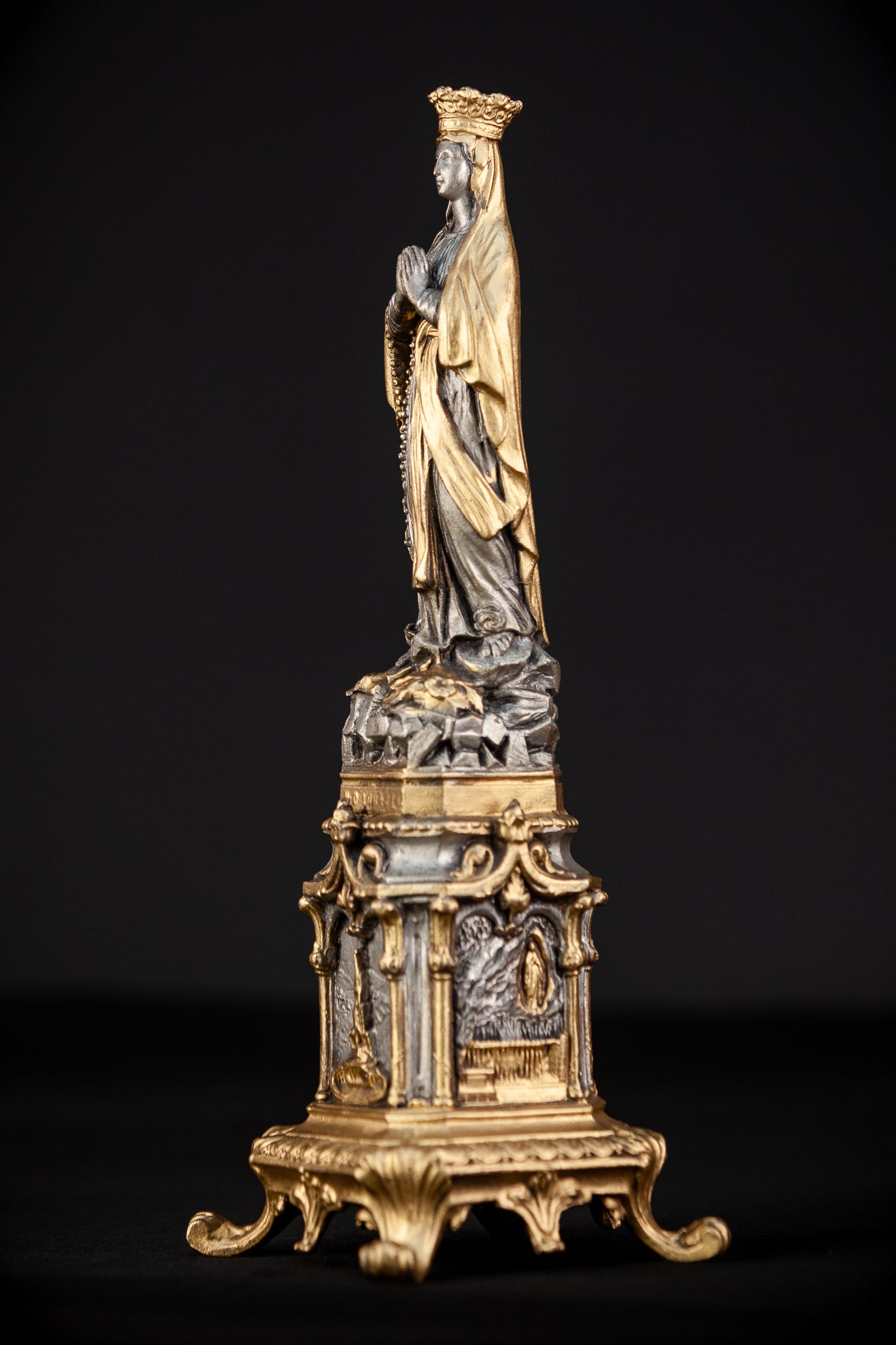 Virgin Mary Statue | Antique Metal 13"