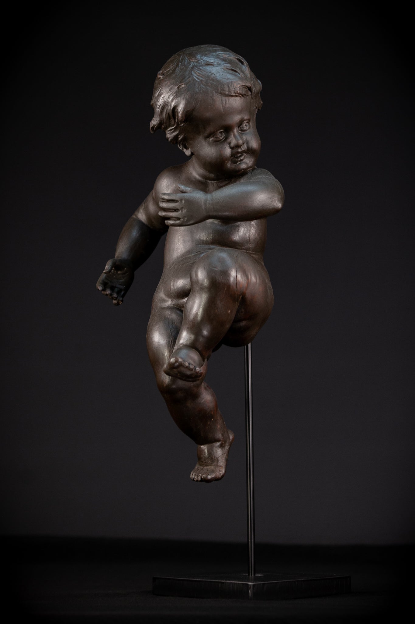 Putto Antique Wooden Sculpture | 18.5" / 47 cm