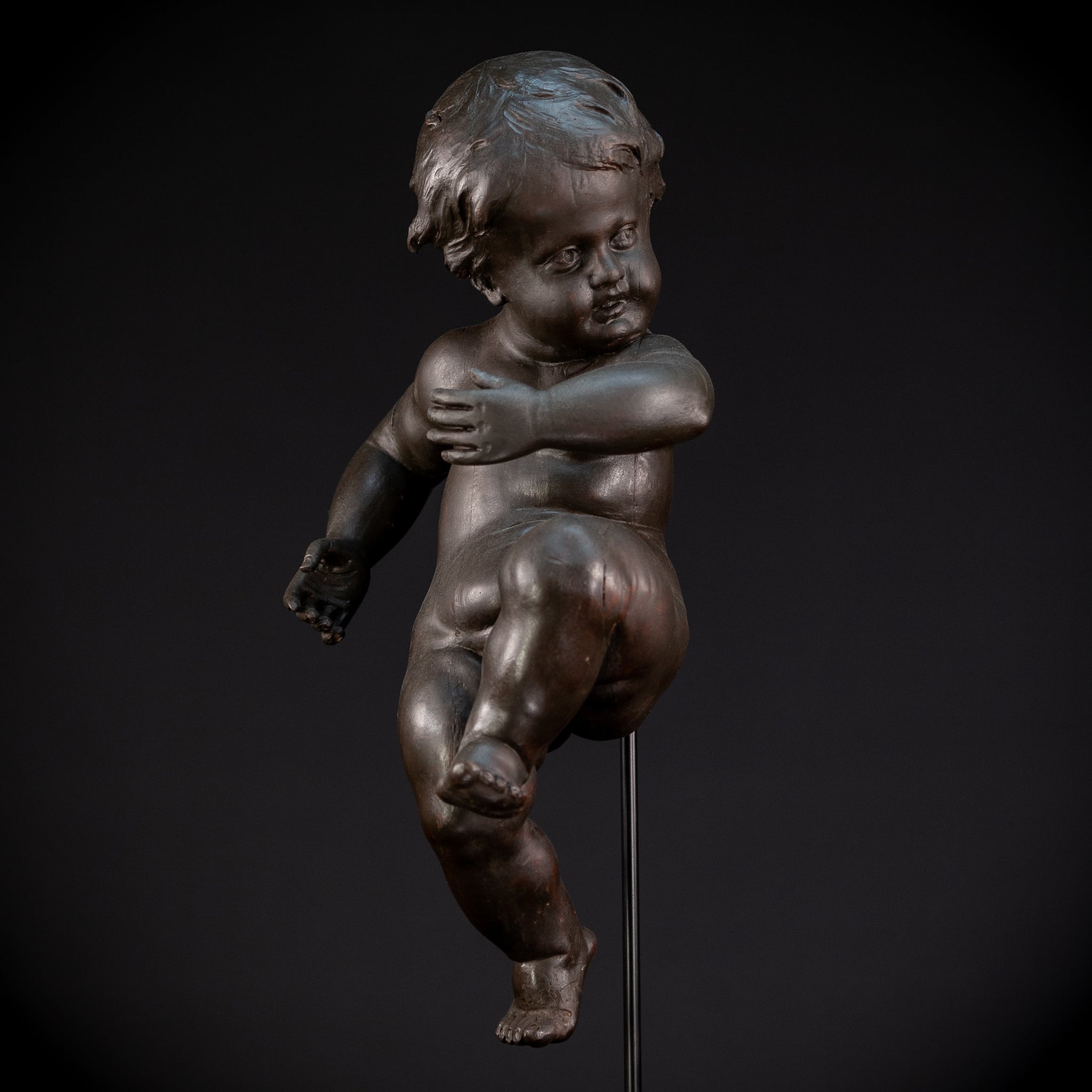 Putto Antique Wooden Sculpture | 18.5" / 47 cm