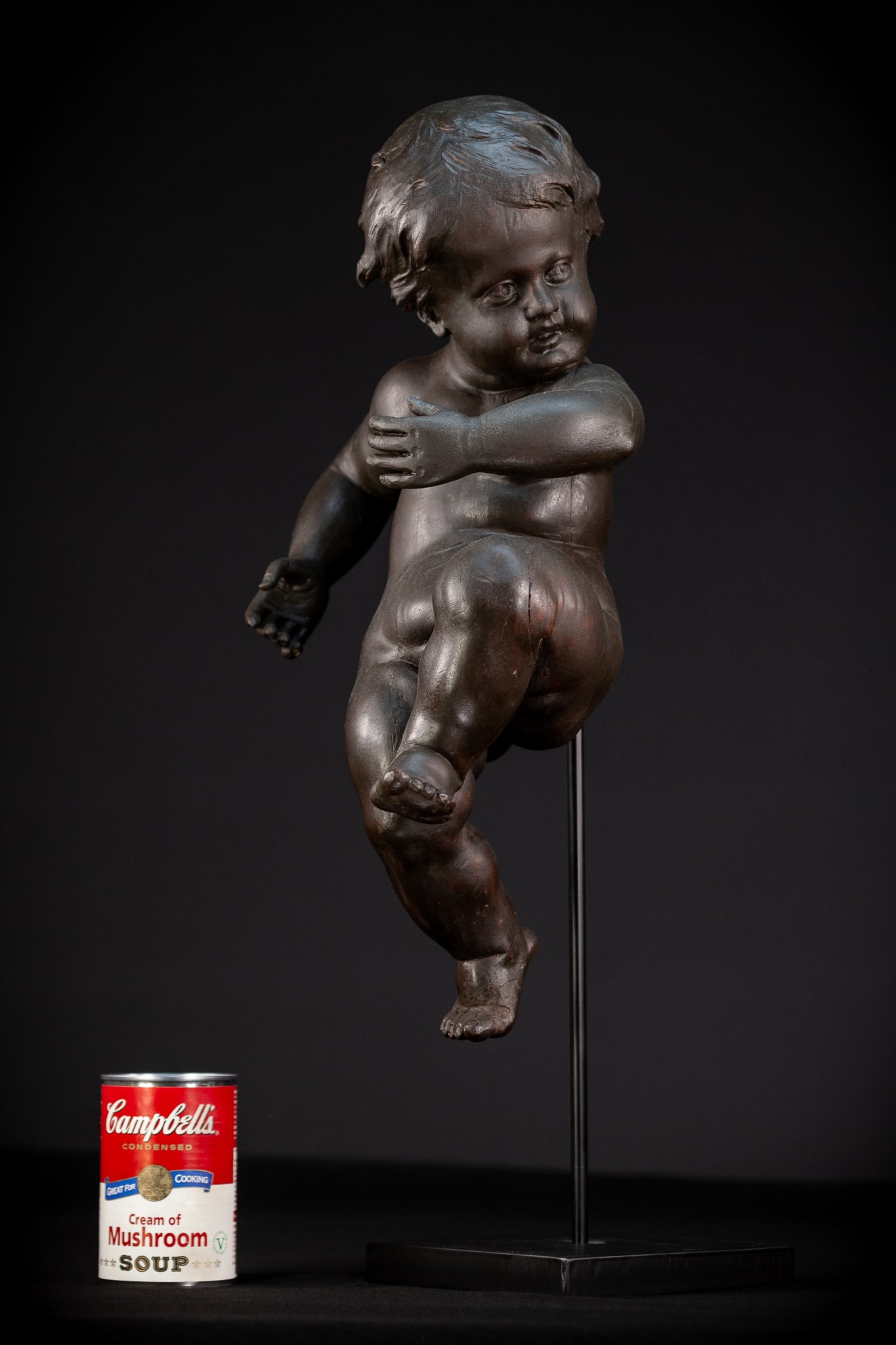 Putto Antique Wooden Sculpture | 18.5" / 47 cm