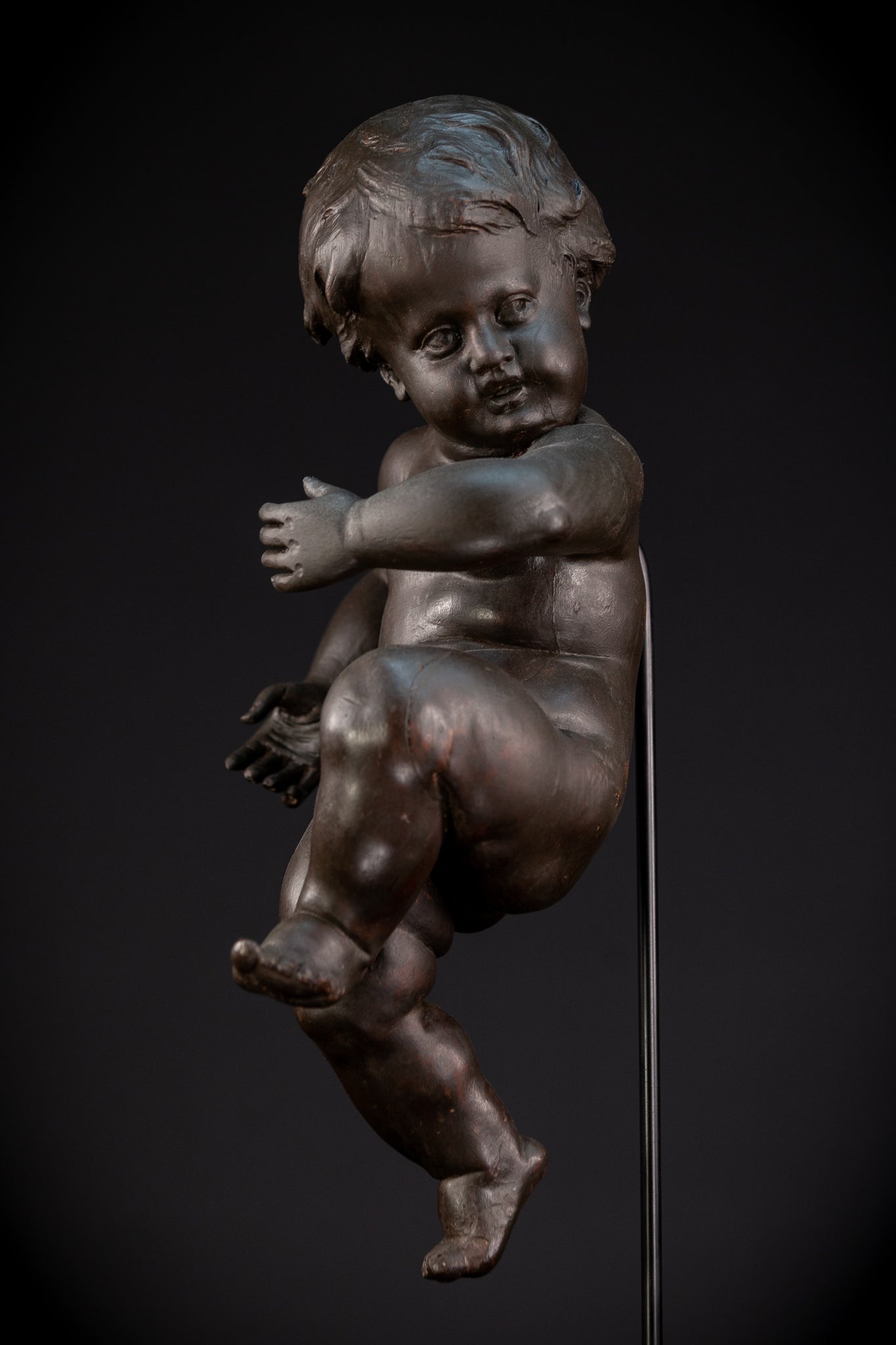 Putto Antique Wooden Sculpture | 18.5" / 47 cm