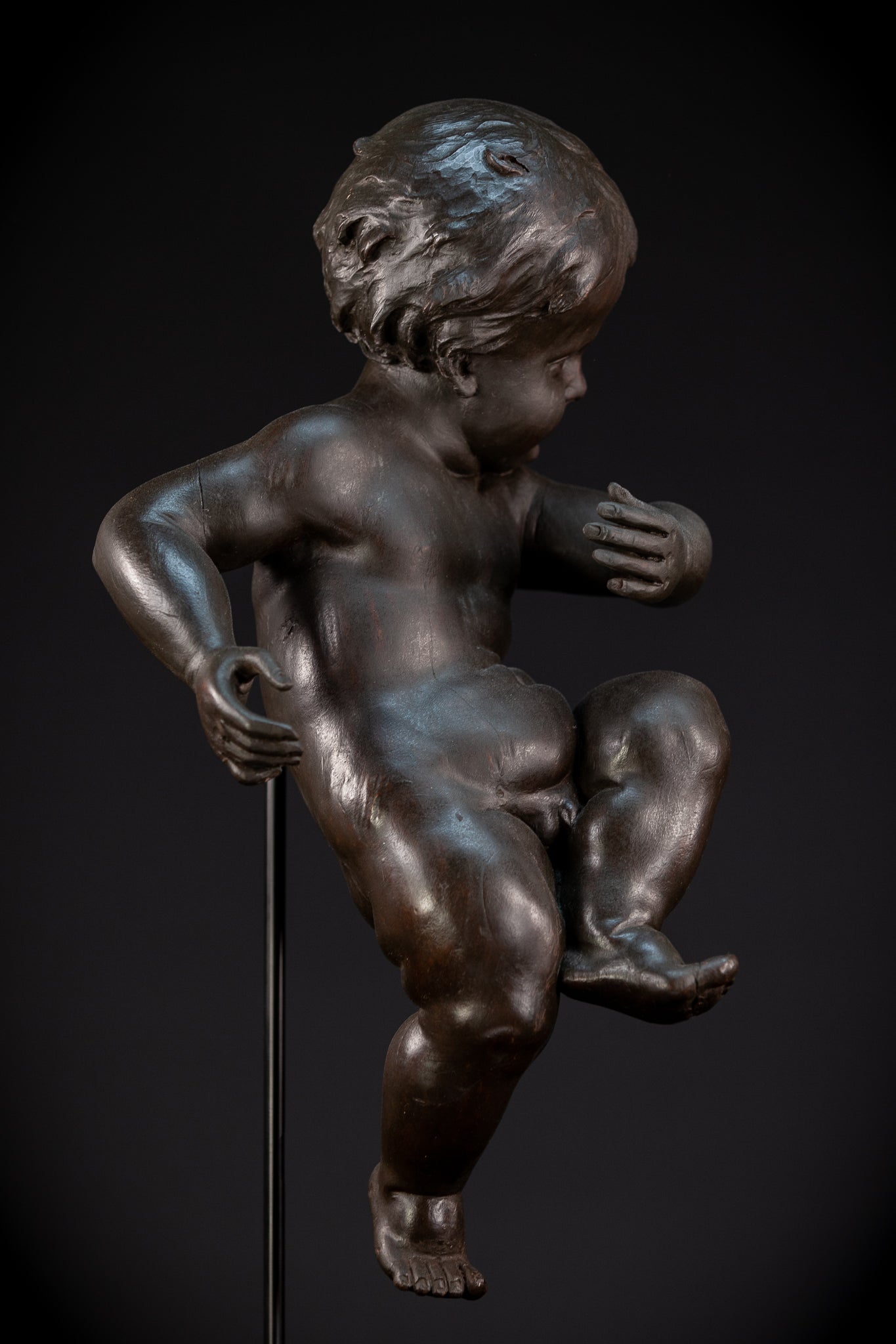 Putto Antique Wooden Sculpture | 18.5" / 47 cm