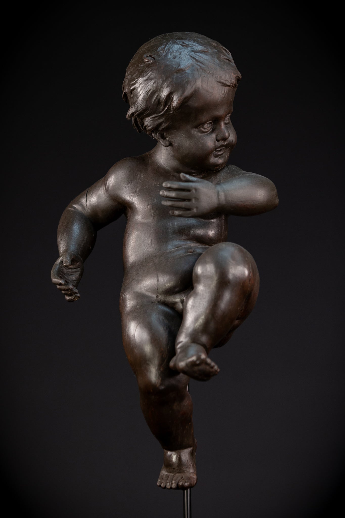 Putto Antique Wooden Sculpture | 18.5" / 47 cm