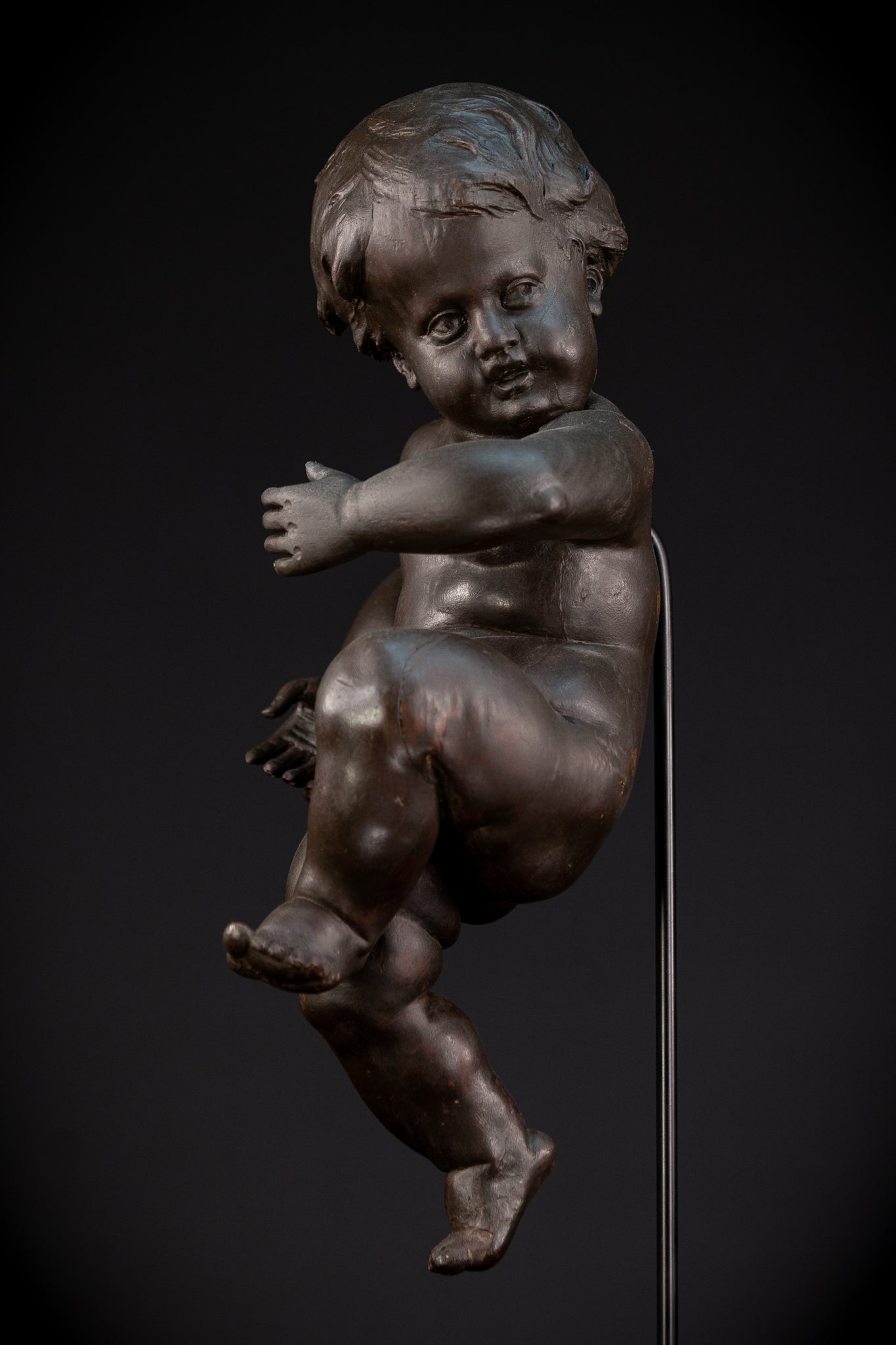 Putto Antique Wooden Sculpture | 18.5" / 47 cm