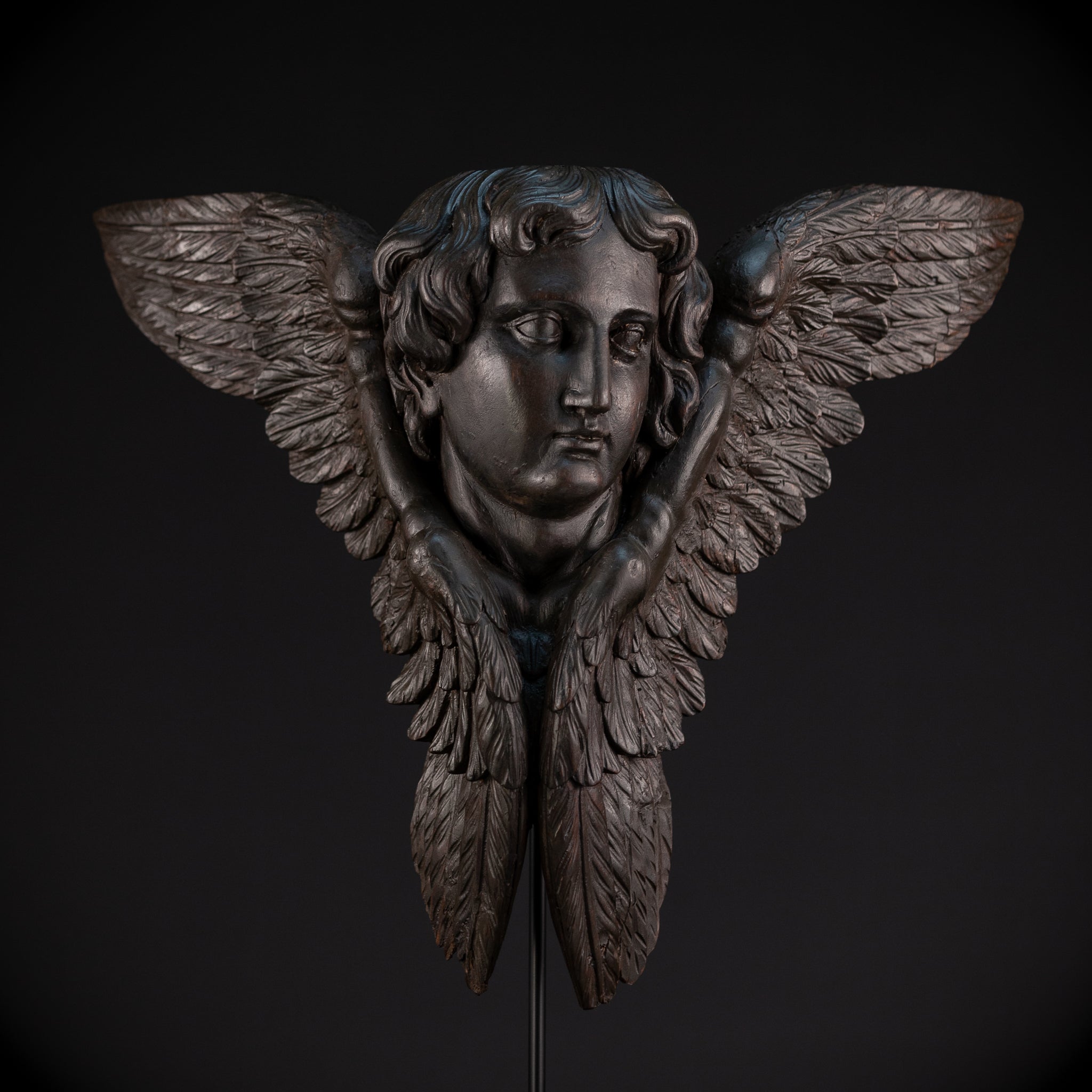 Angel Sculpture A | 1700s Wooden 18.1"