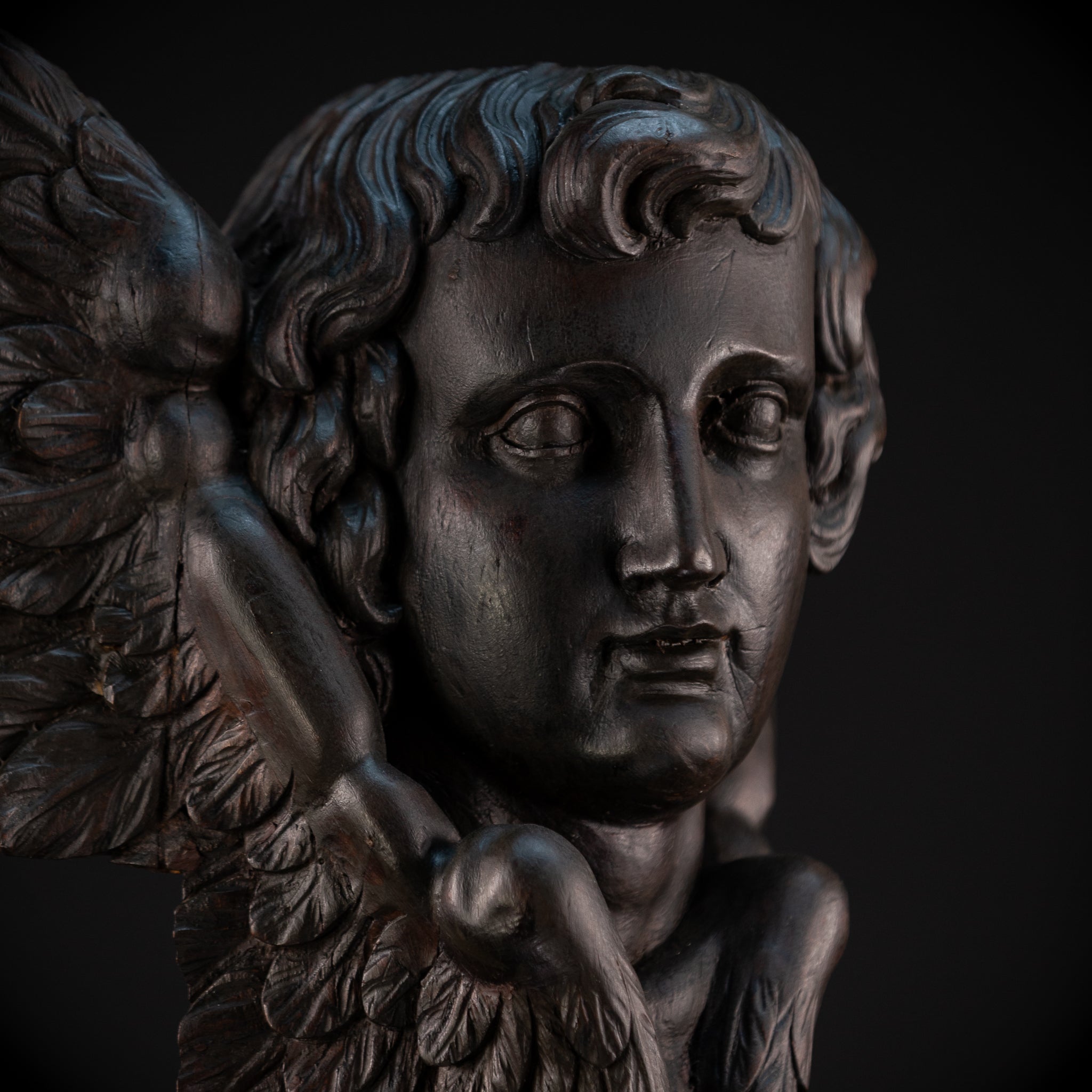 Angel Sculpture B | 1700s Wooden 18.1"