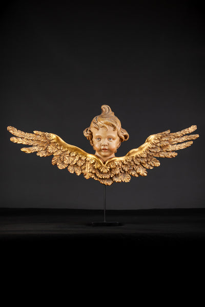Angel Sculpture | Vintage Wood Figure | 18.5"