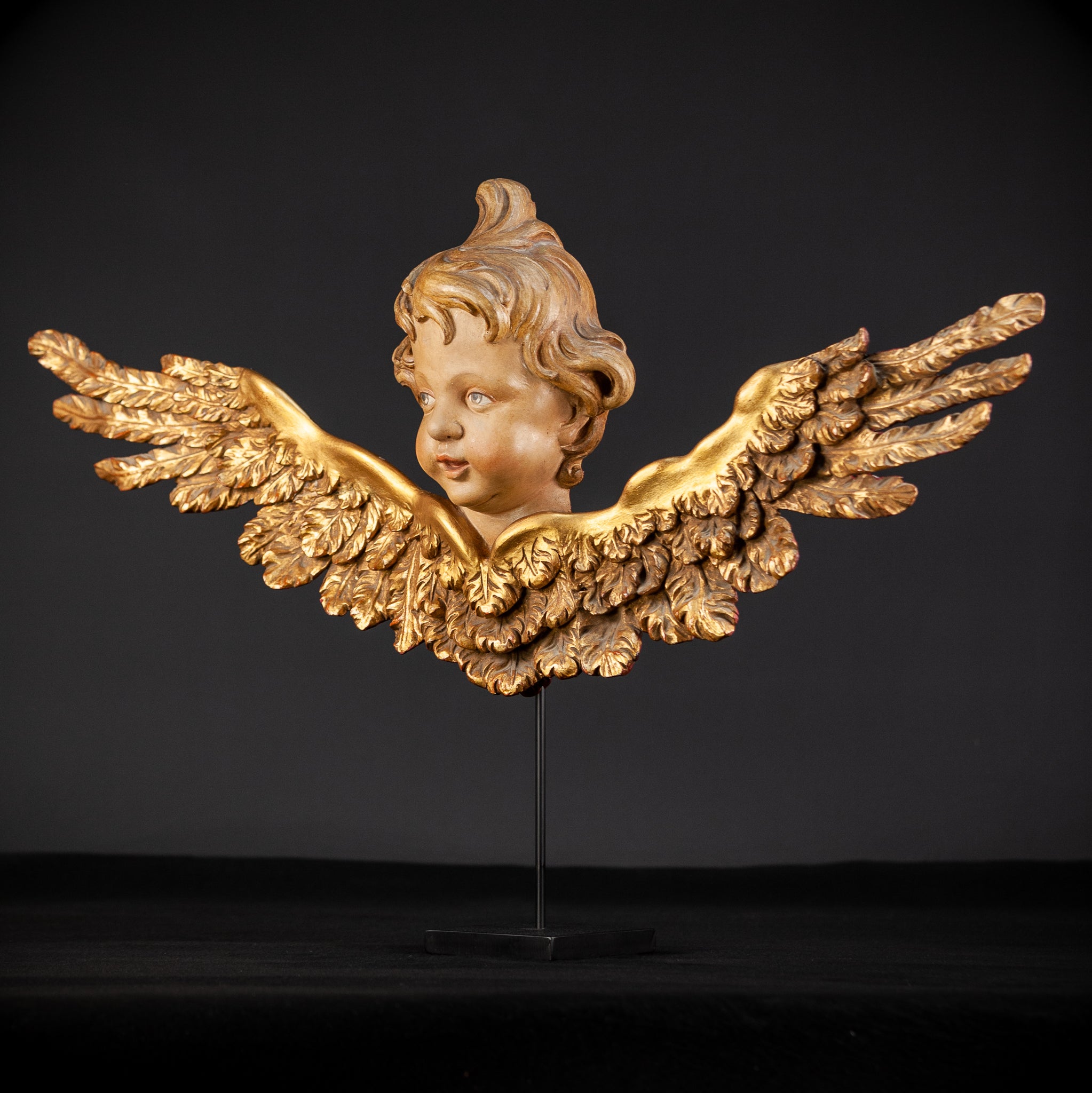 Angel Sculpture | Vintage Wood Figure | 18.5"
