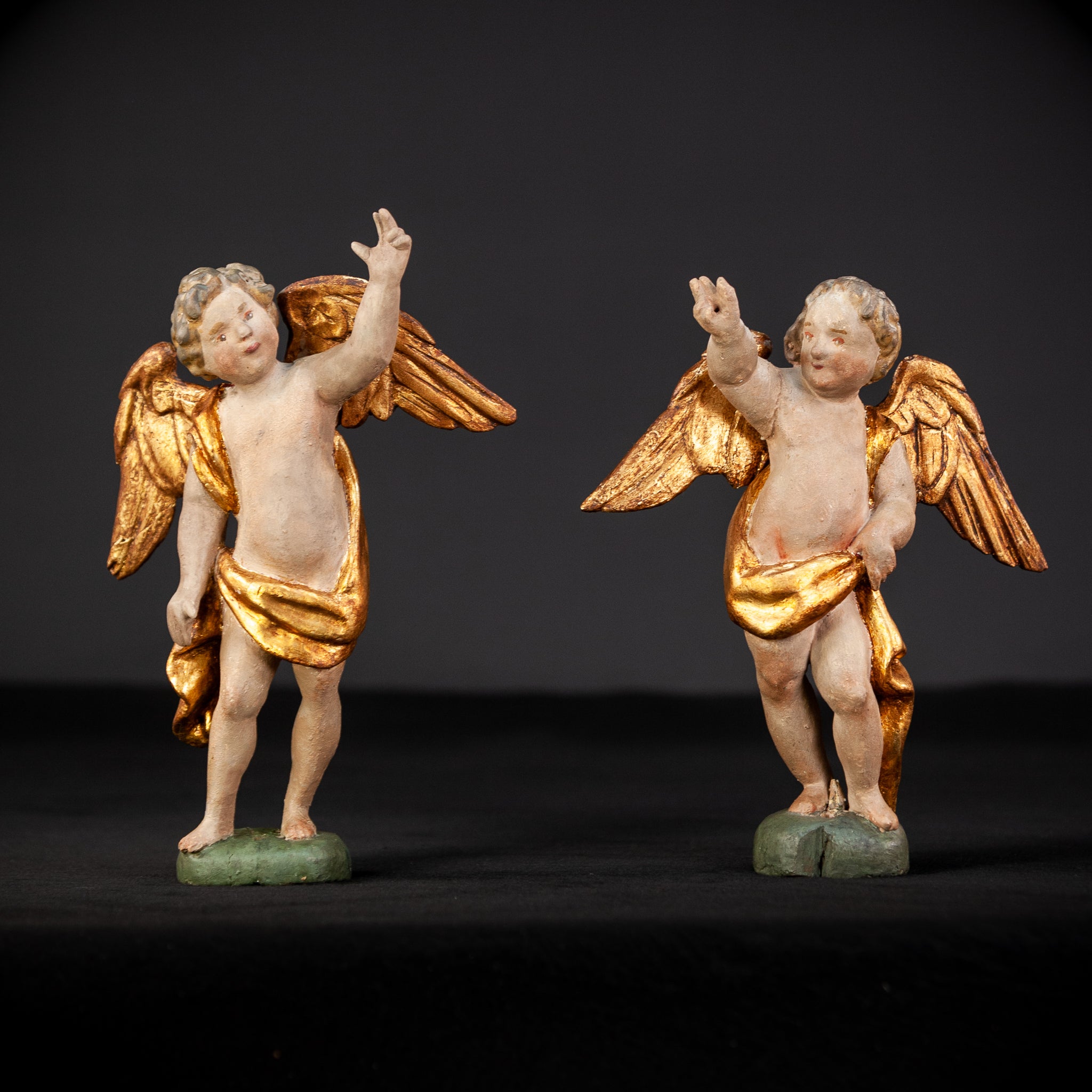  Angel Sculpture Pair |  Wood Statue | 10.2"