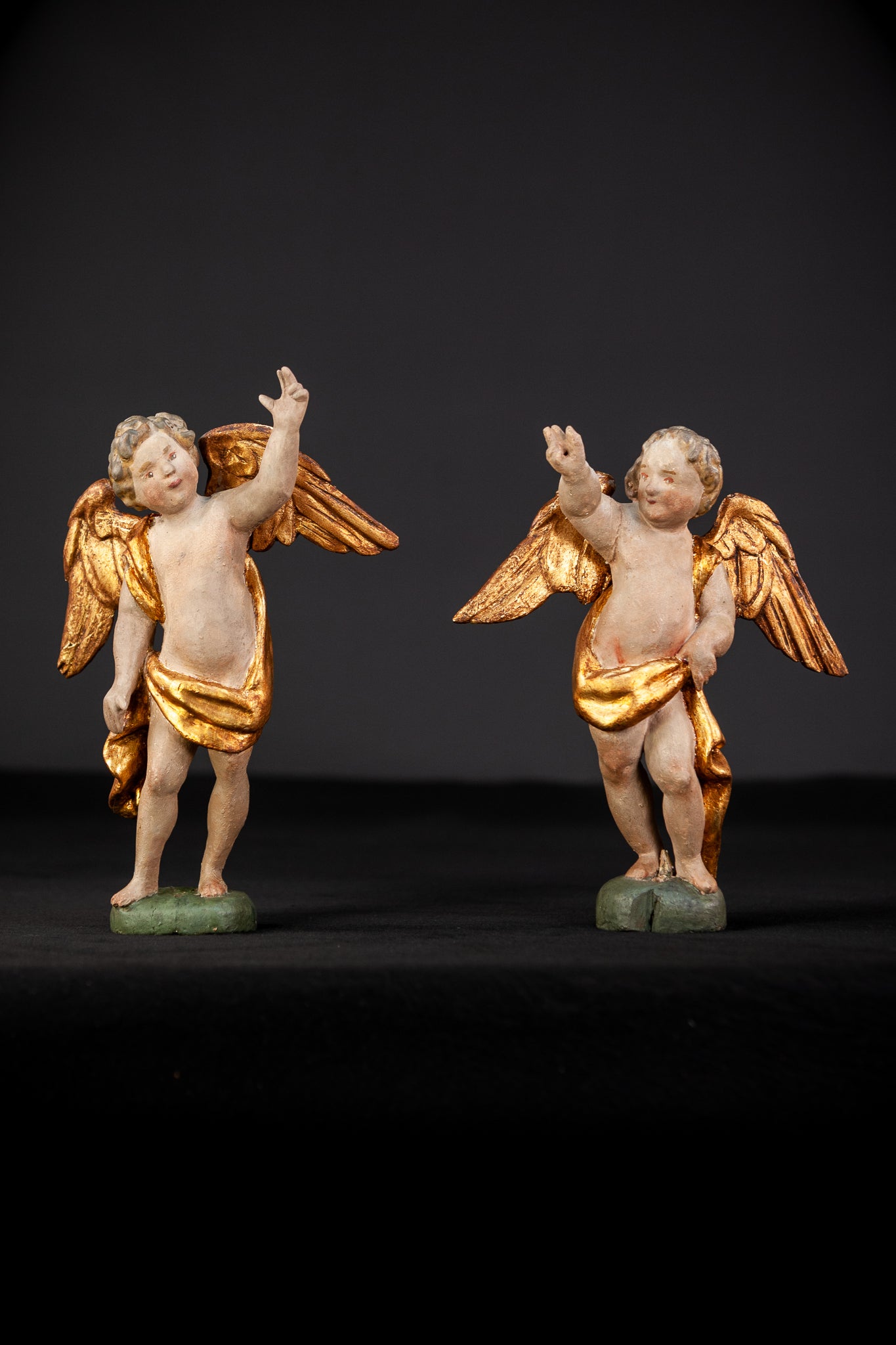 Angel Sculpture Pair |  Wood Statue | 10.2"