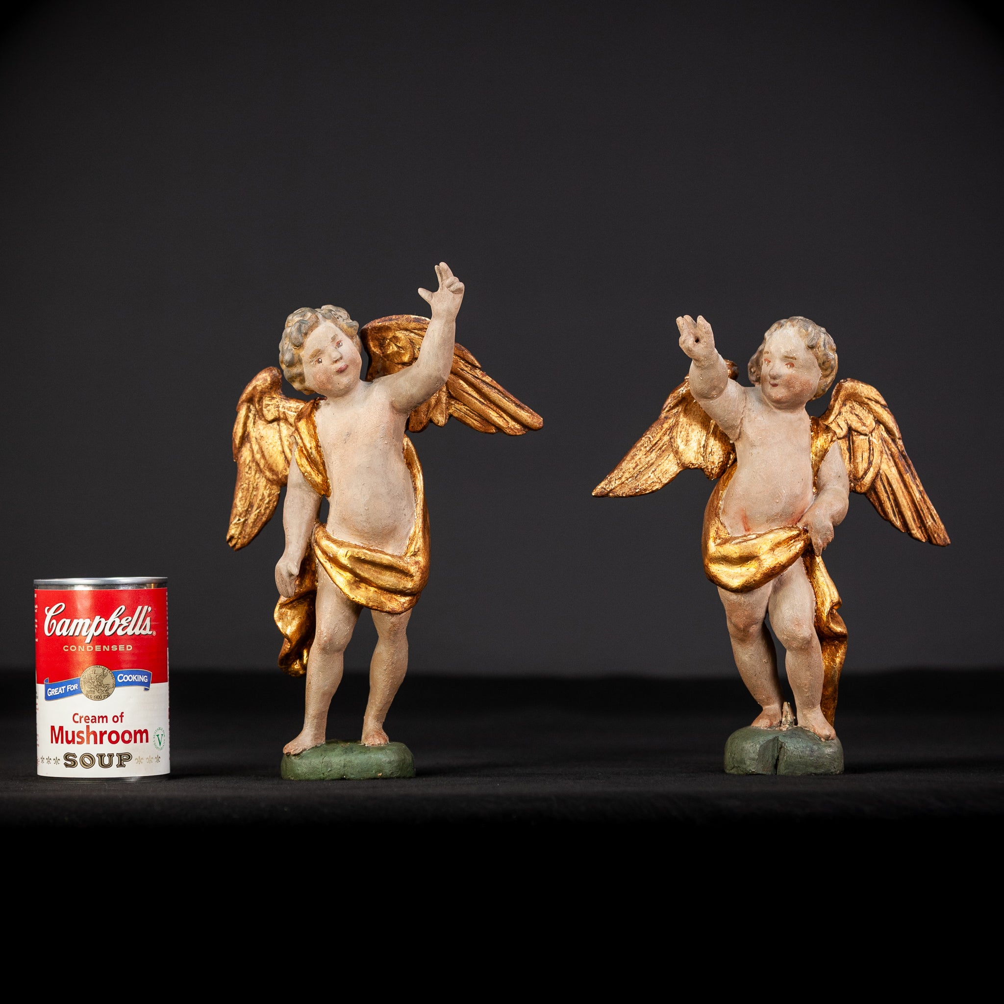 Angel Sculpture Pair |  Wood Statue | 10.2"