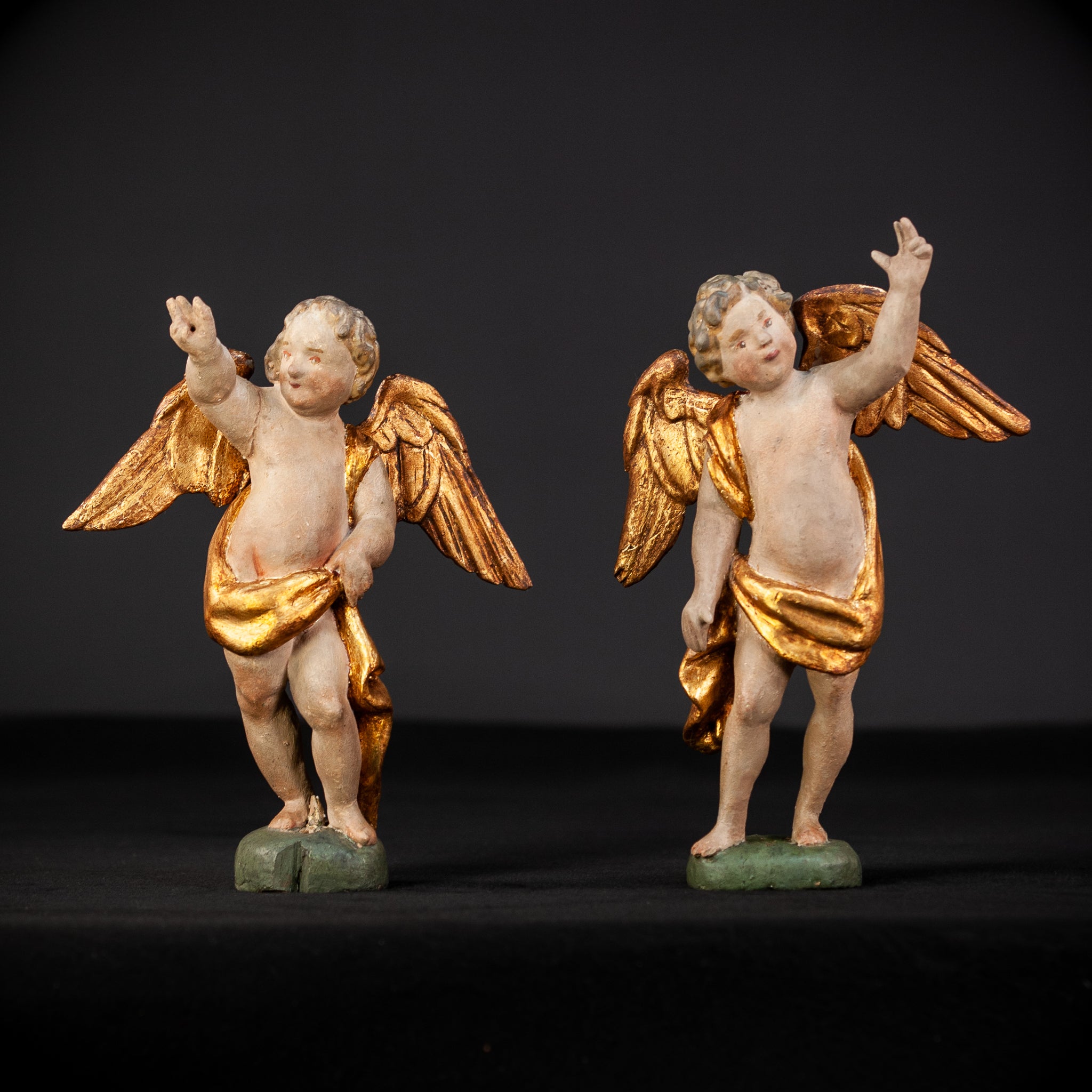 Angel Sculpture Pair |  Wood Statue | 10.2"
