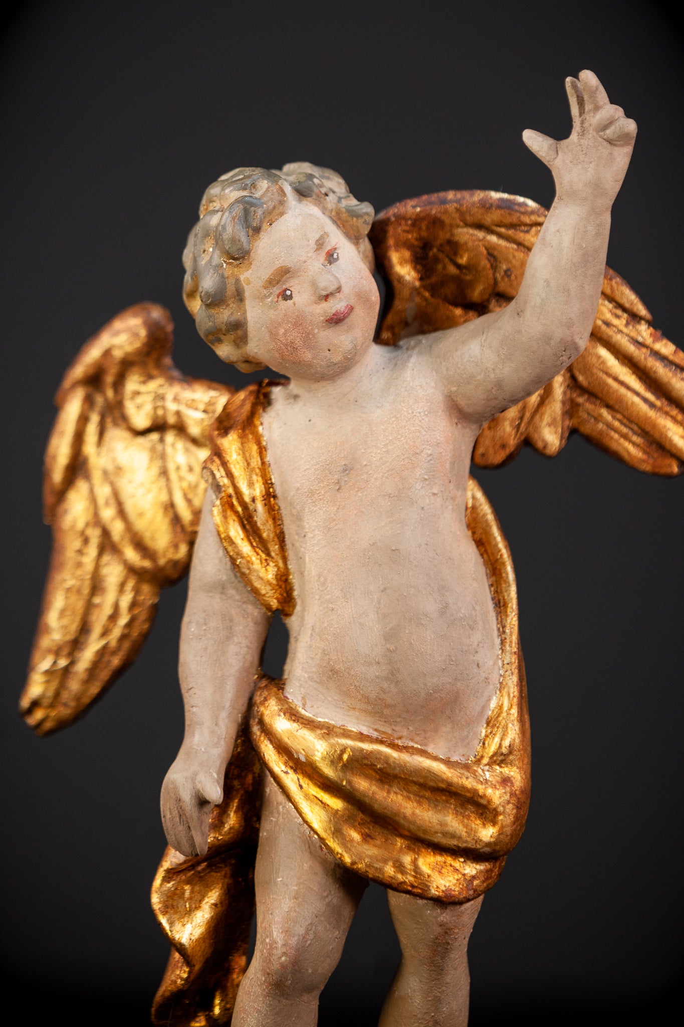 Angel Sculpture Pair |  Wood Statue | 10.2"