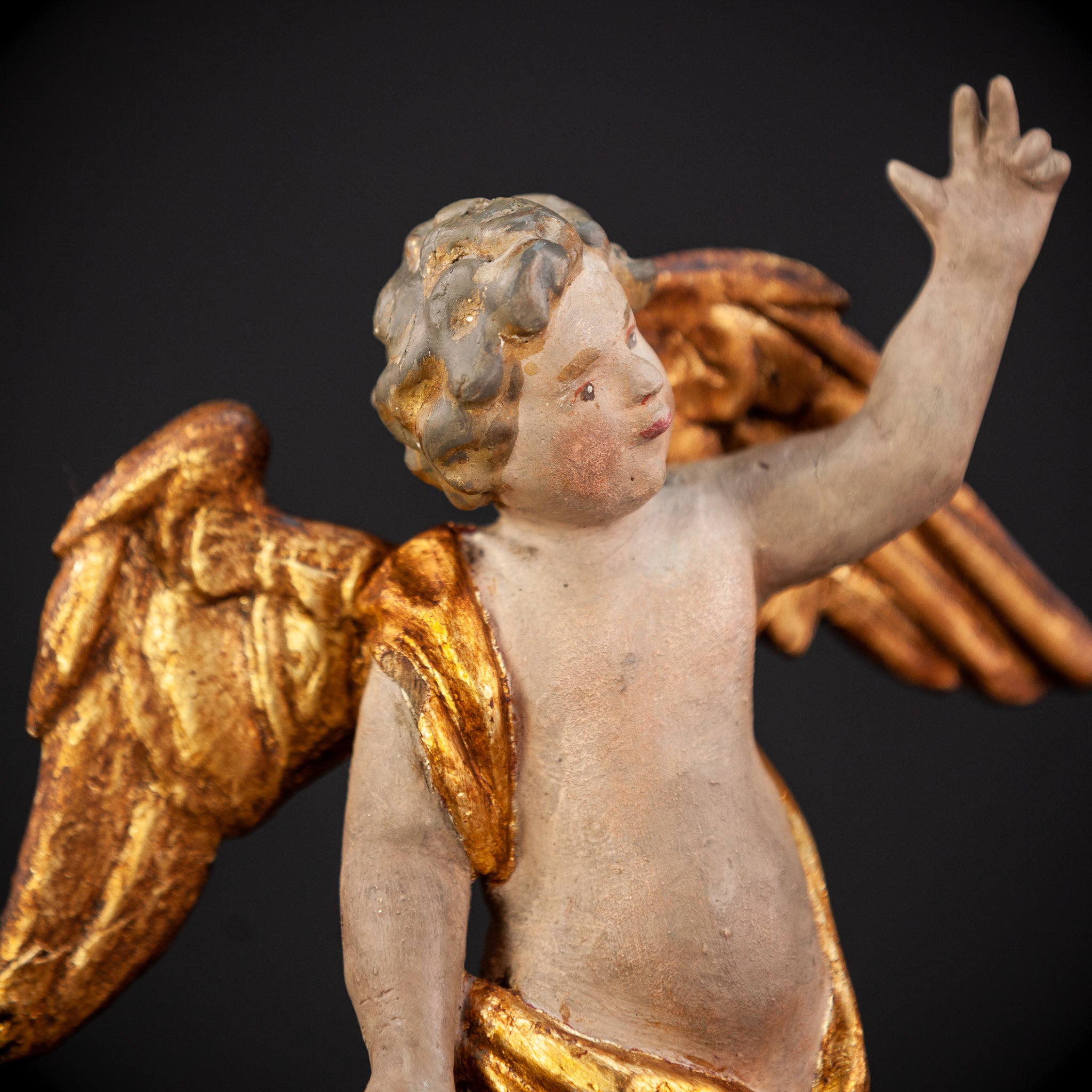 Angel Sculpture Pair |  Wood Statue | 10.2"