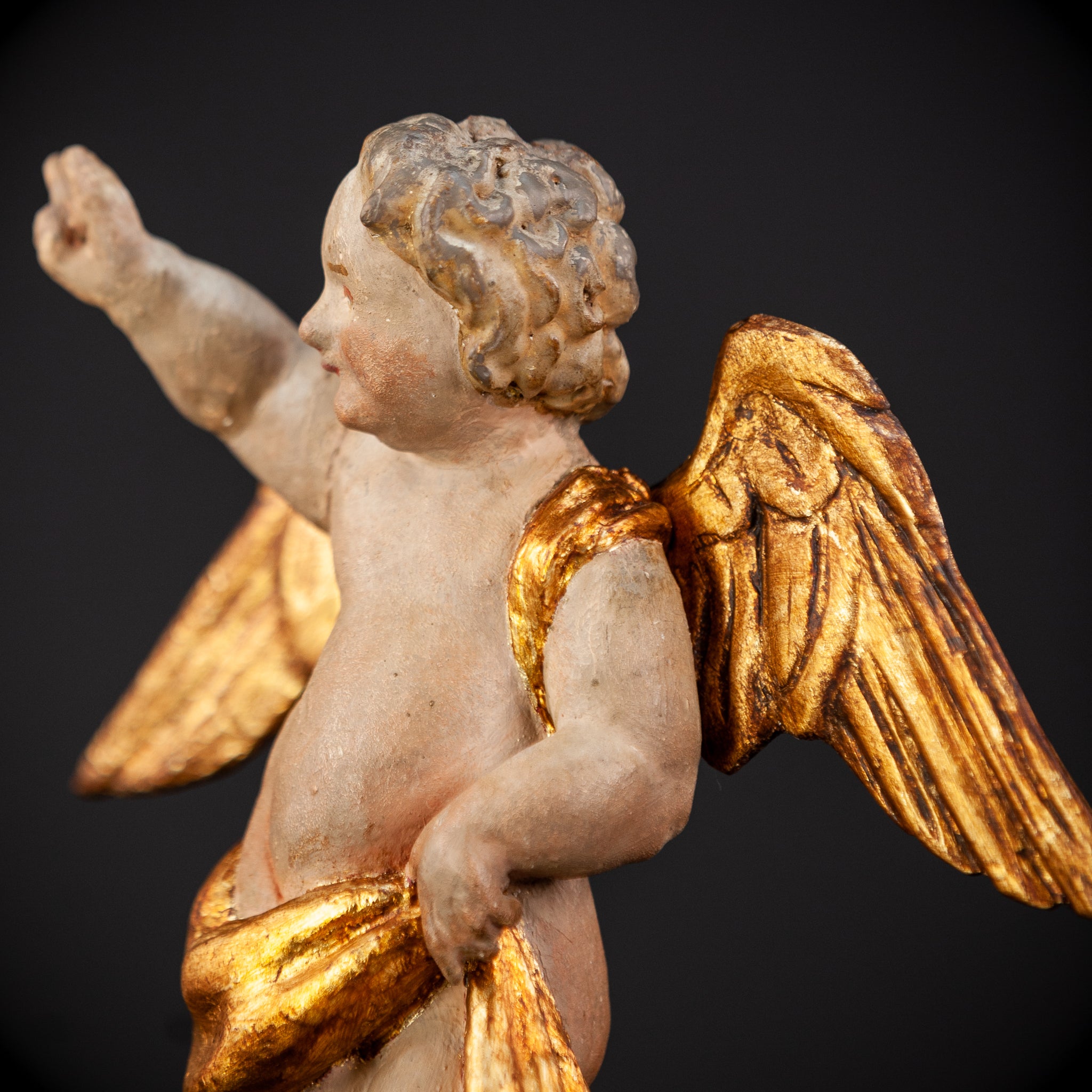 Angel Sculpture Pair |  Wood Statue | 10.2"