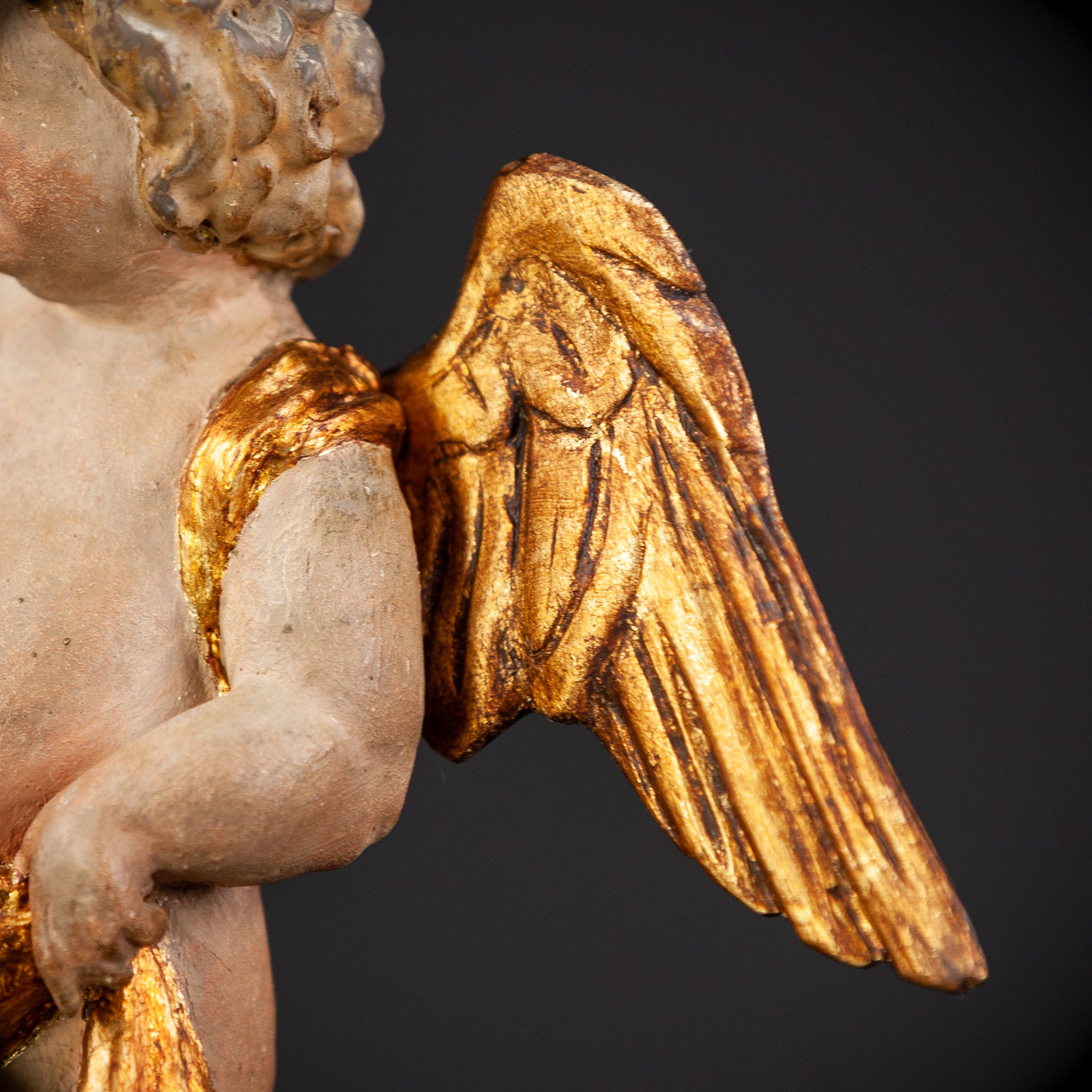 Angel Sculpture Pair |  Wood Statue | 10.2"