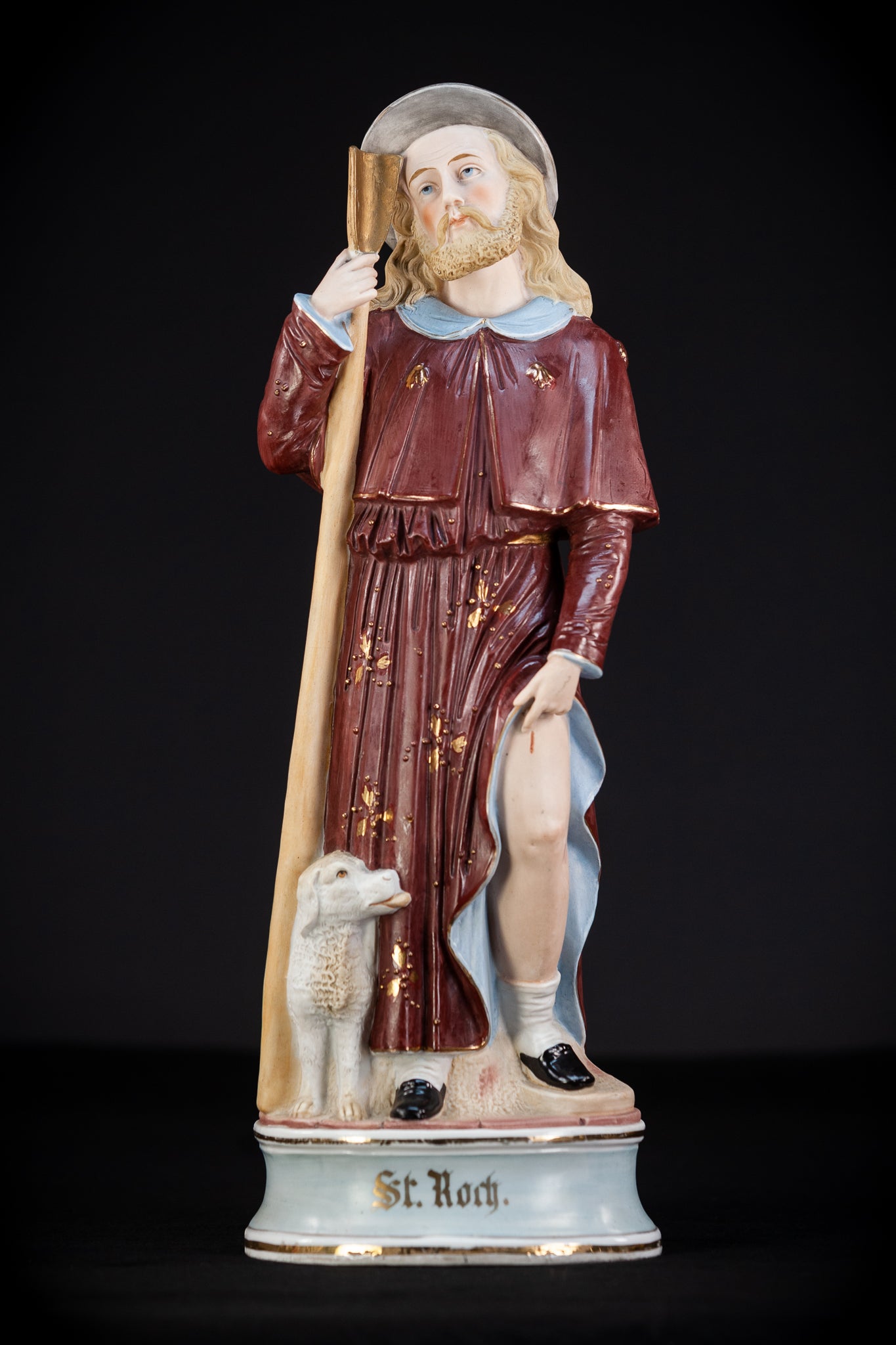  St Rochus Porcelain Statue 16.9''
