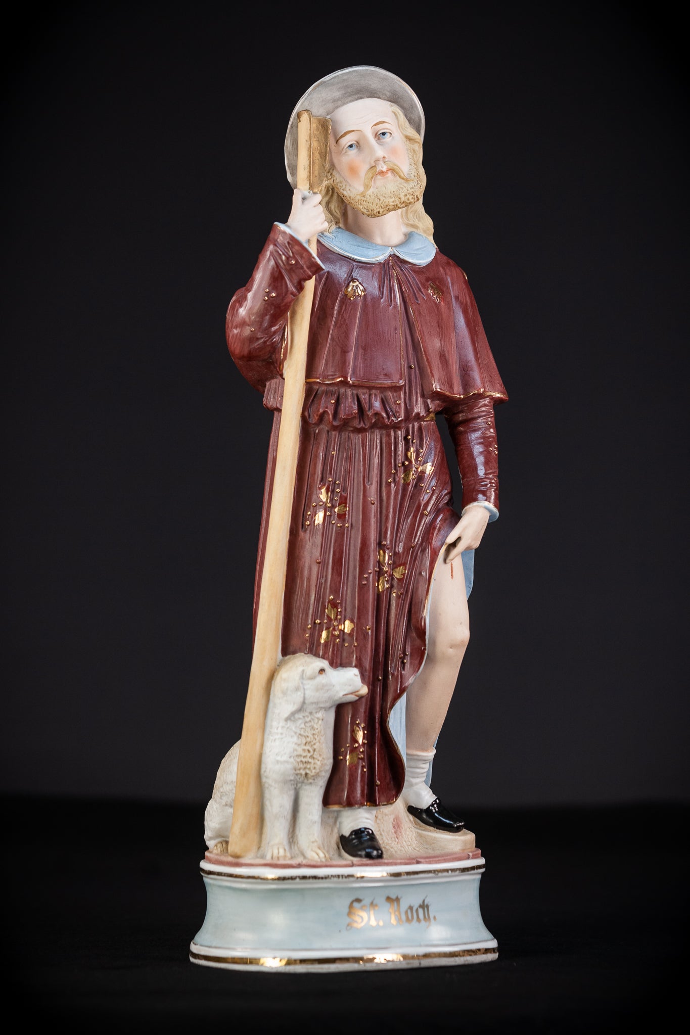 St Rochus Porcelain Statue 16.9''
