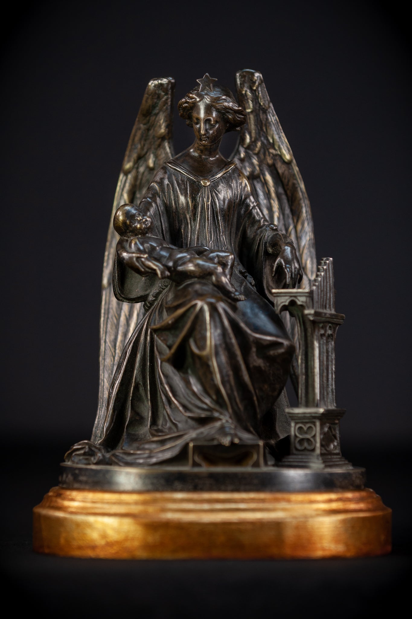 Archangel Guardian Bronze Sculpture 8.7" / 22 cm