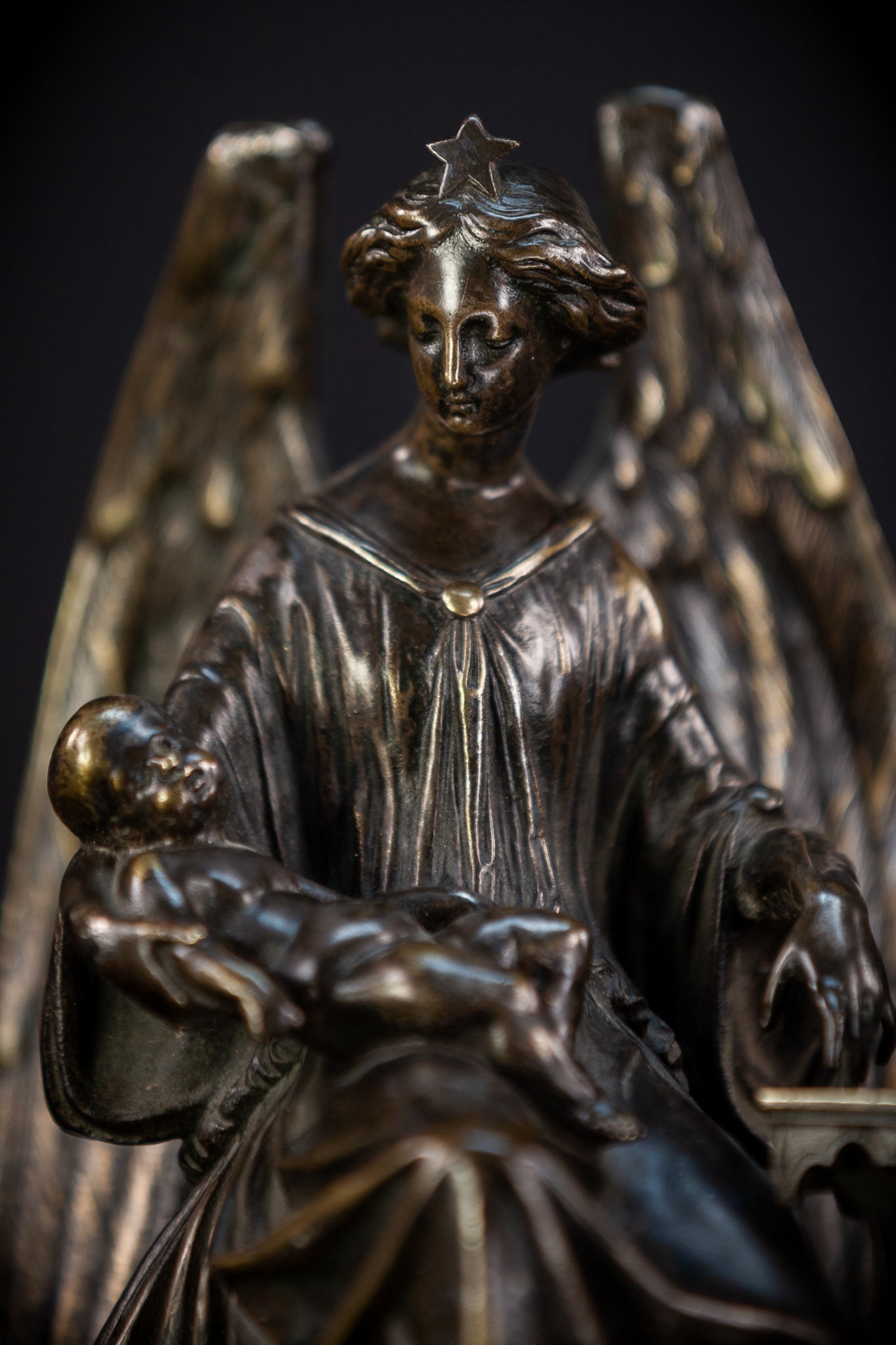 Archangel Guardian Bronze Sculpture 8.7" / 22 cm