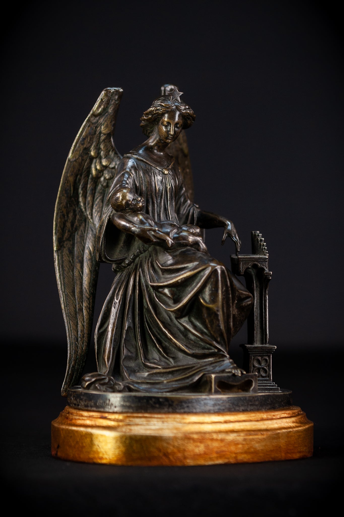 Archangel Guardian Bronze Sculpture 8.7" / 22 cm