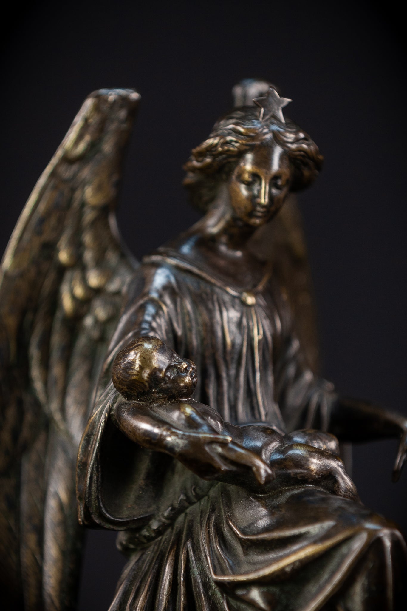 Archangel Guardian Bronze Sculpture 8.7" / 22 cm