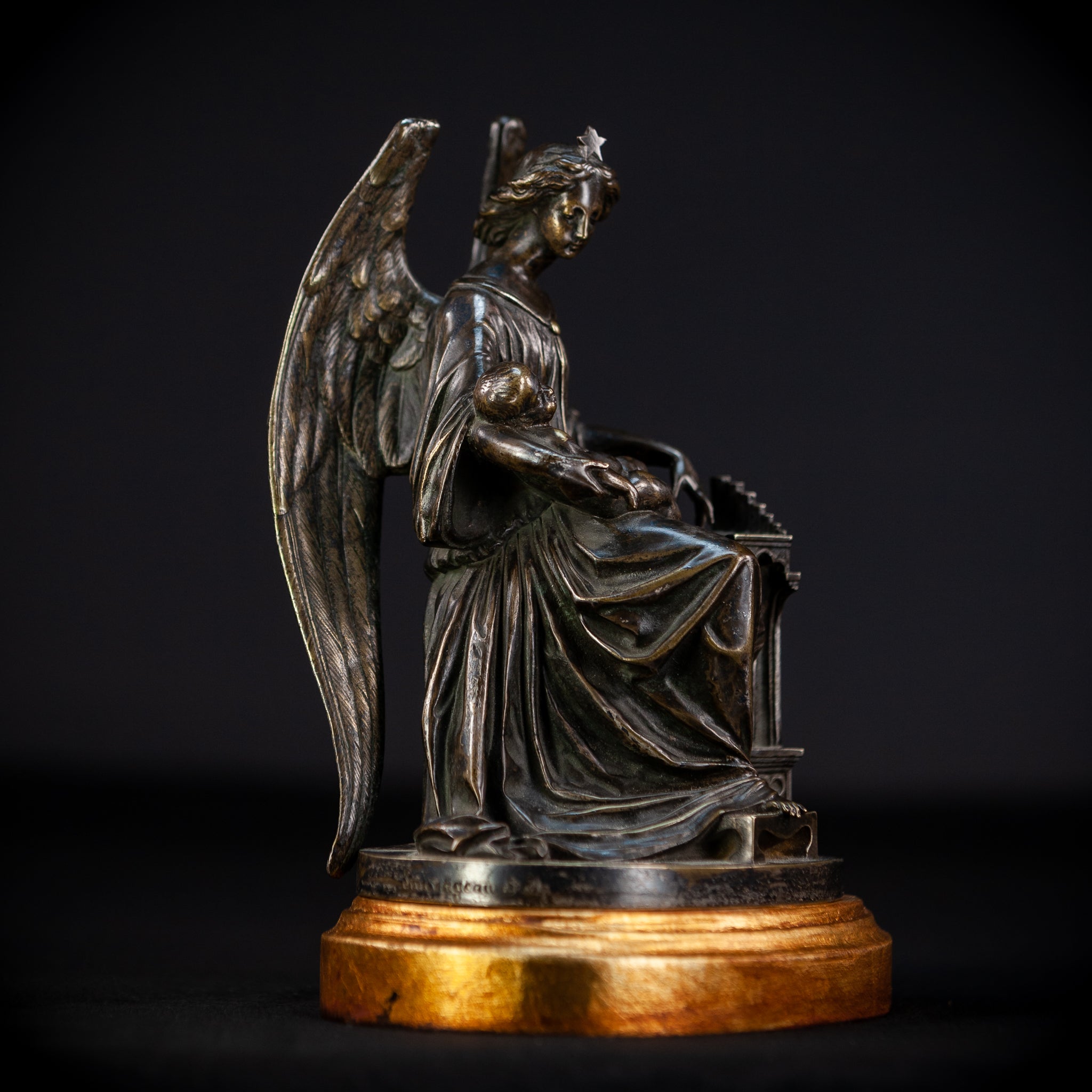 Archangel Guardian Bronze Sculpture 8.7" / 22 cm