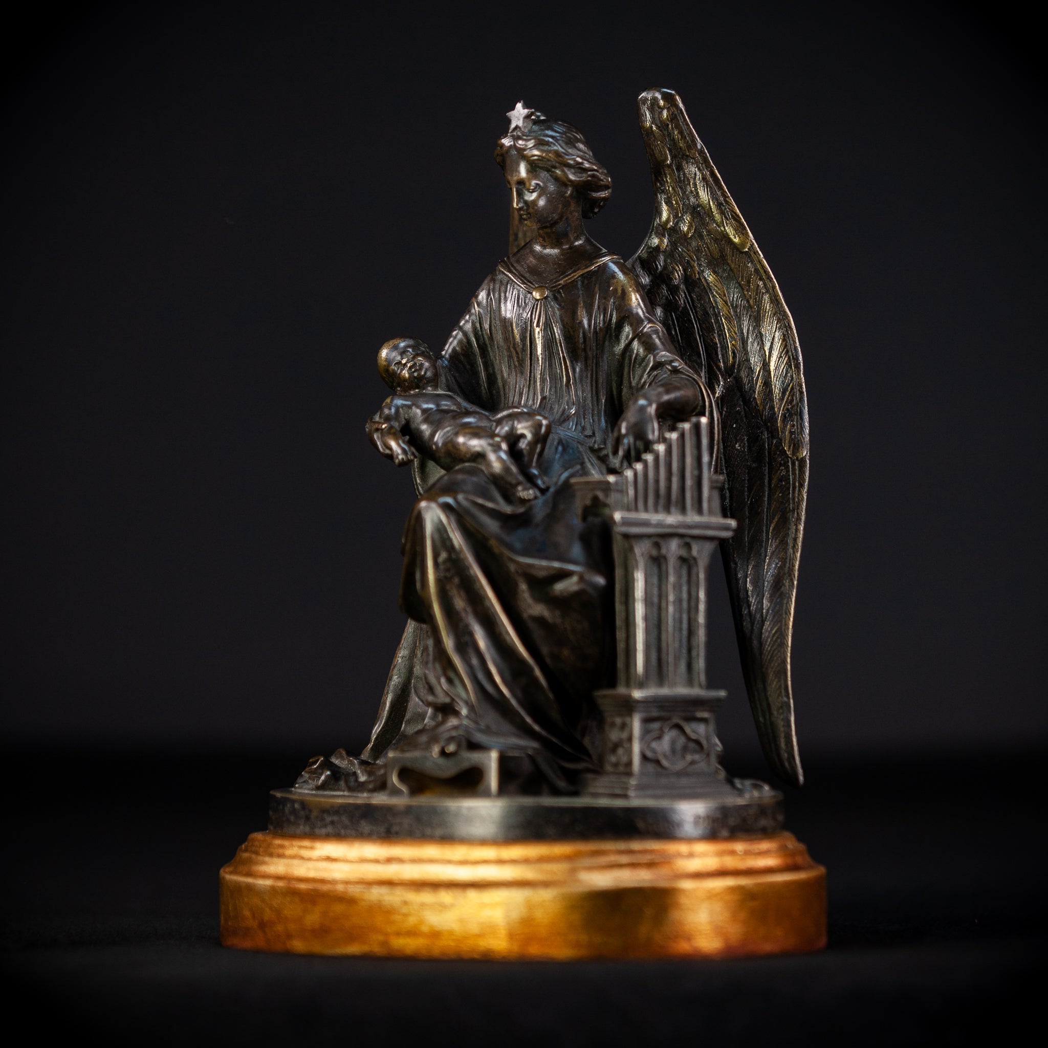 Archangel Guardian Bronze Sculpture 8.7" / 22 cm