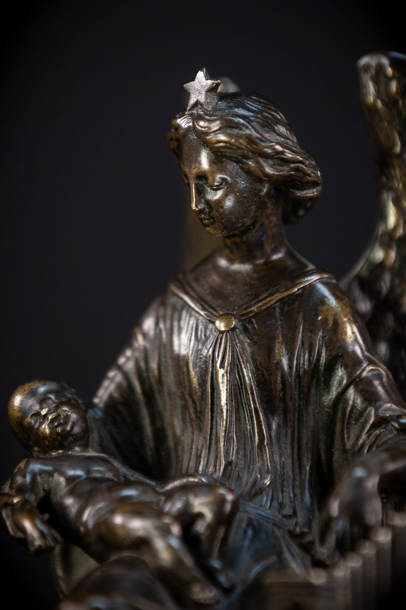 Archangel Guardian Bronze Sculpture 8.7" / 22 cm