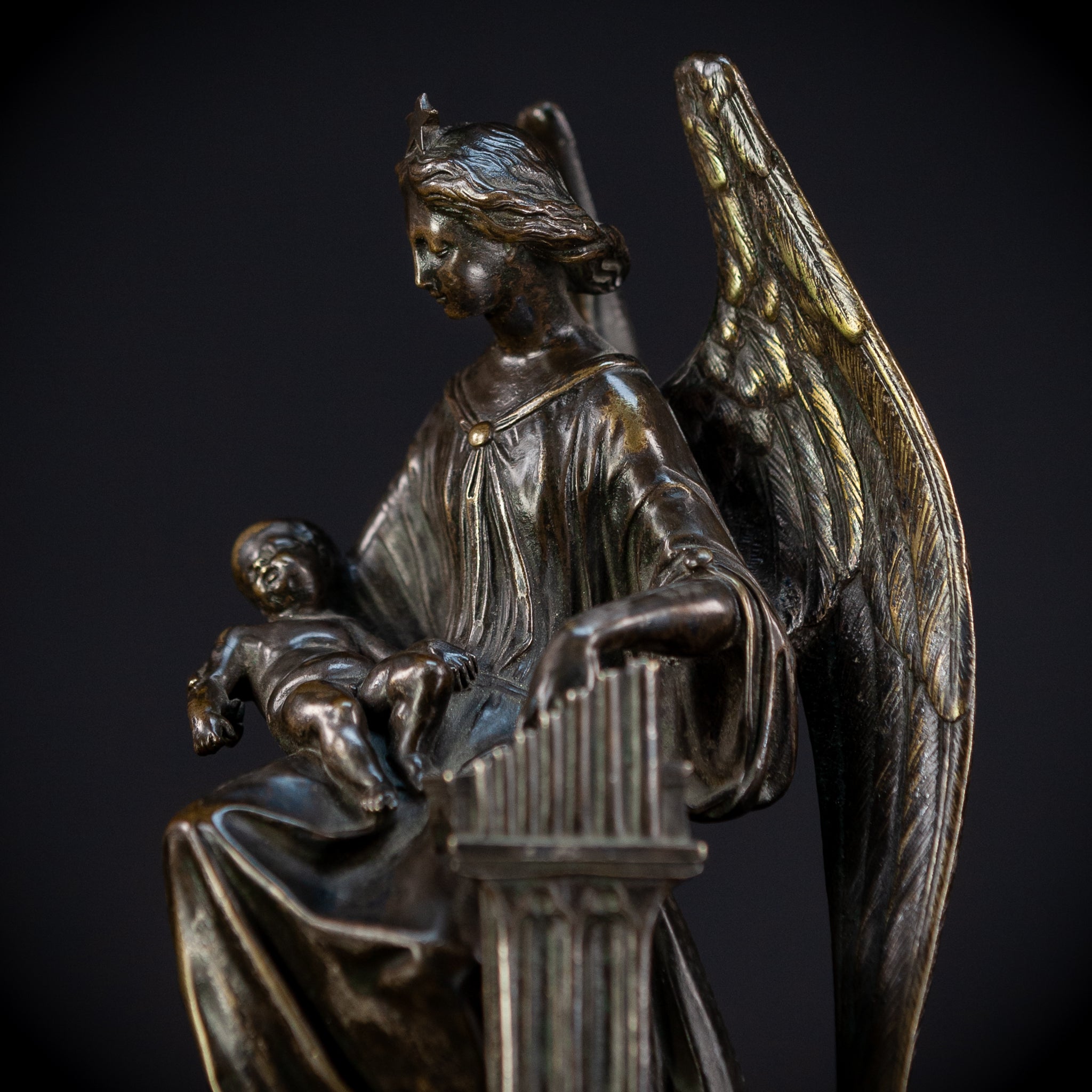 Archangel Guardian Bronze Sculpture 8.7" / 22 cm